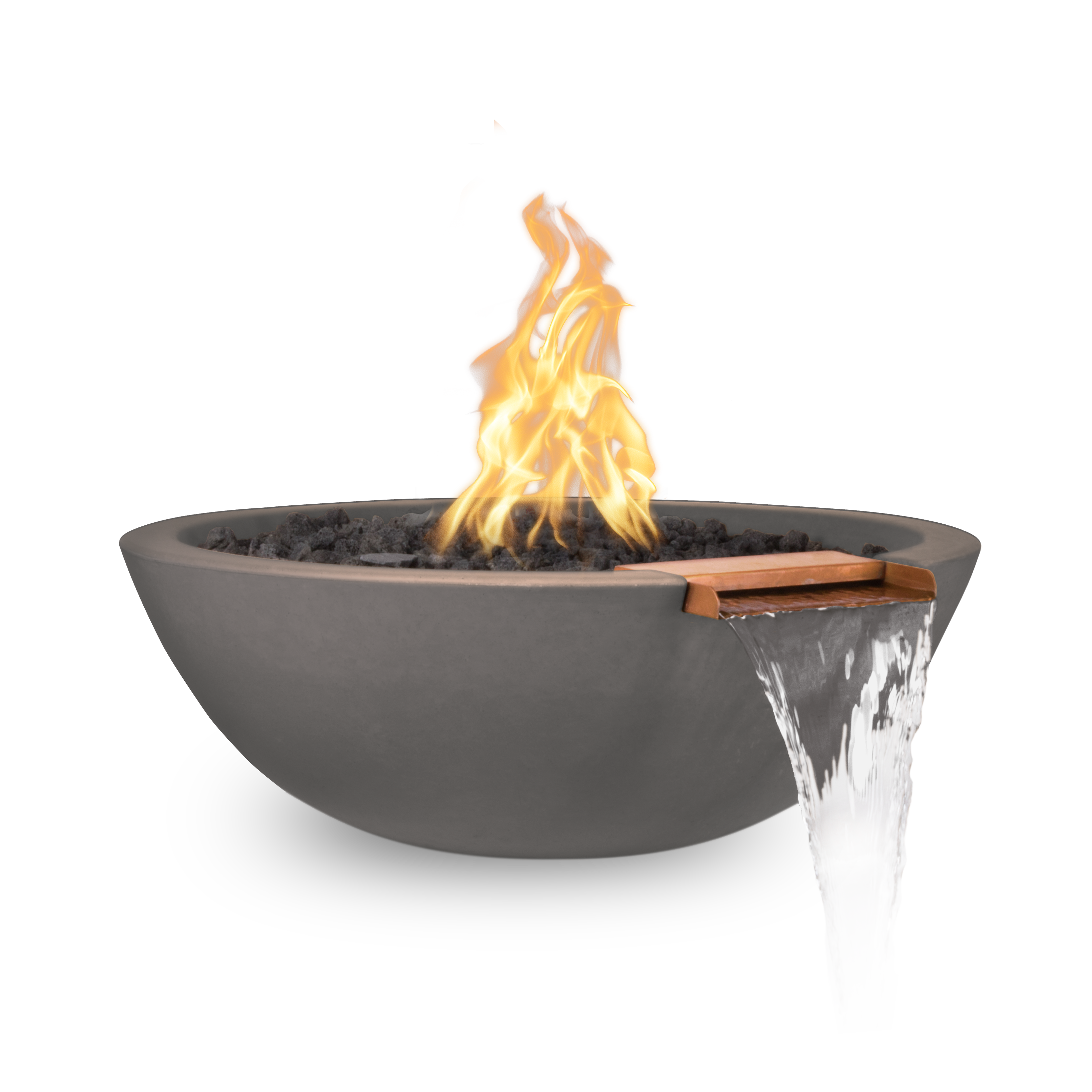 The Outdoor Plus Round Sedona Fire & Water Bowl - GFRC Concrete - 33-Inch - Backyard Ember
