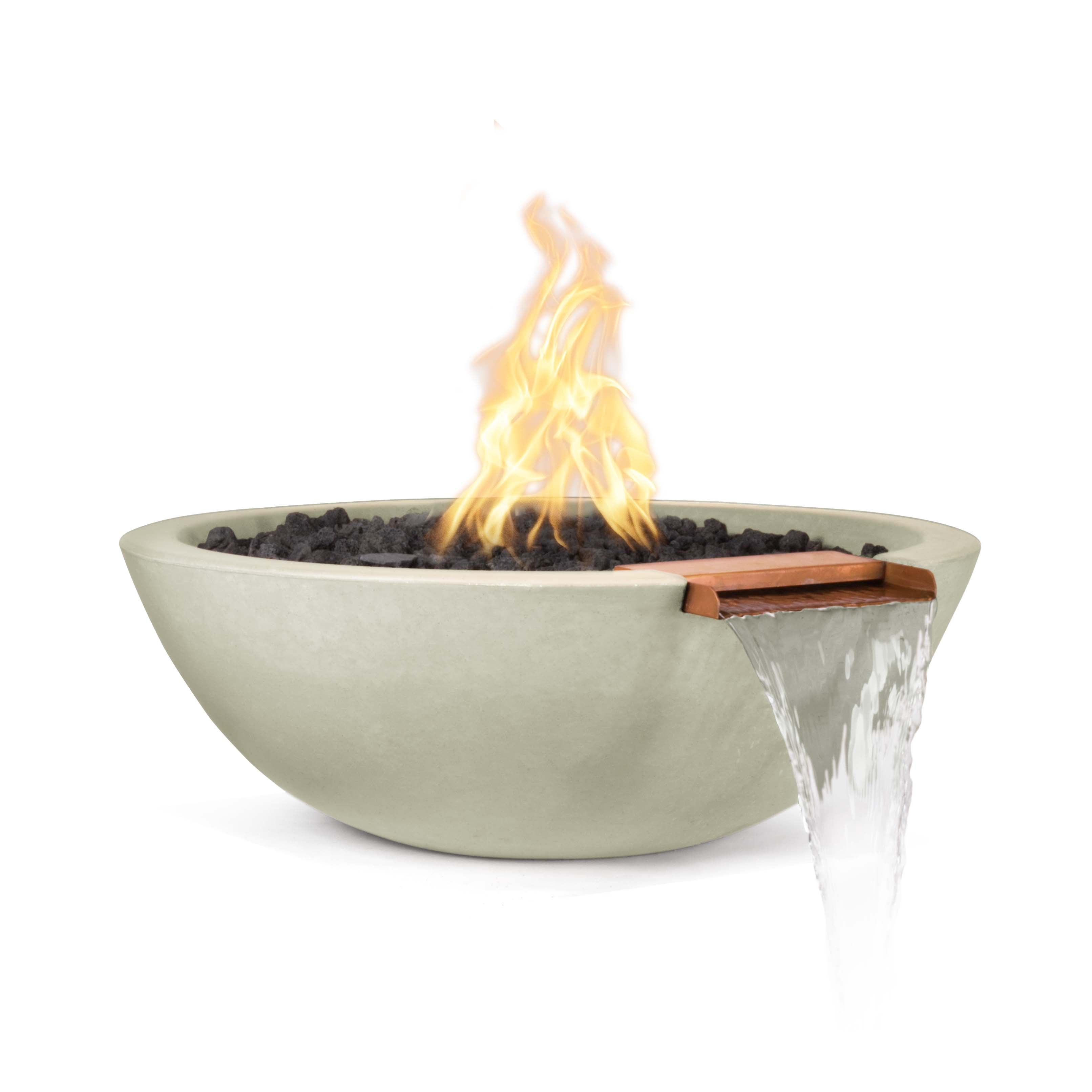 The Outdoor Plus Round Sedona Fire & Water Bowl - GFRC Concrete - 33-Inch - Backyard Ember