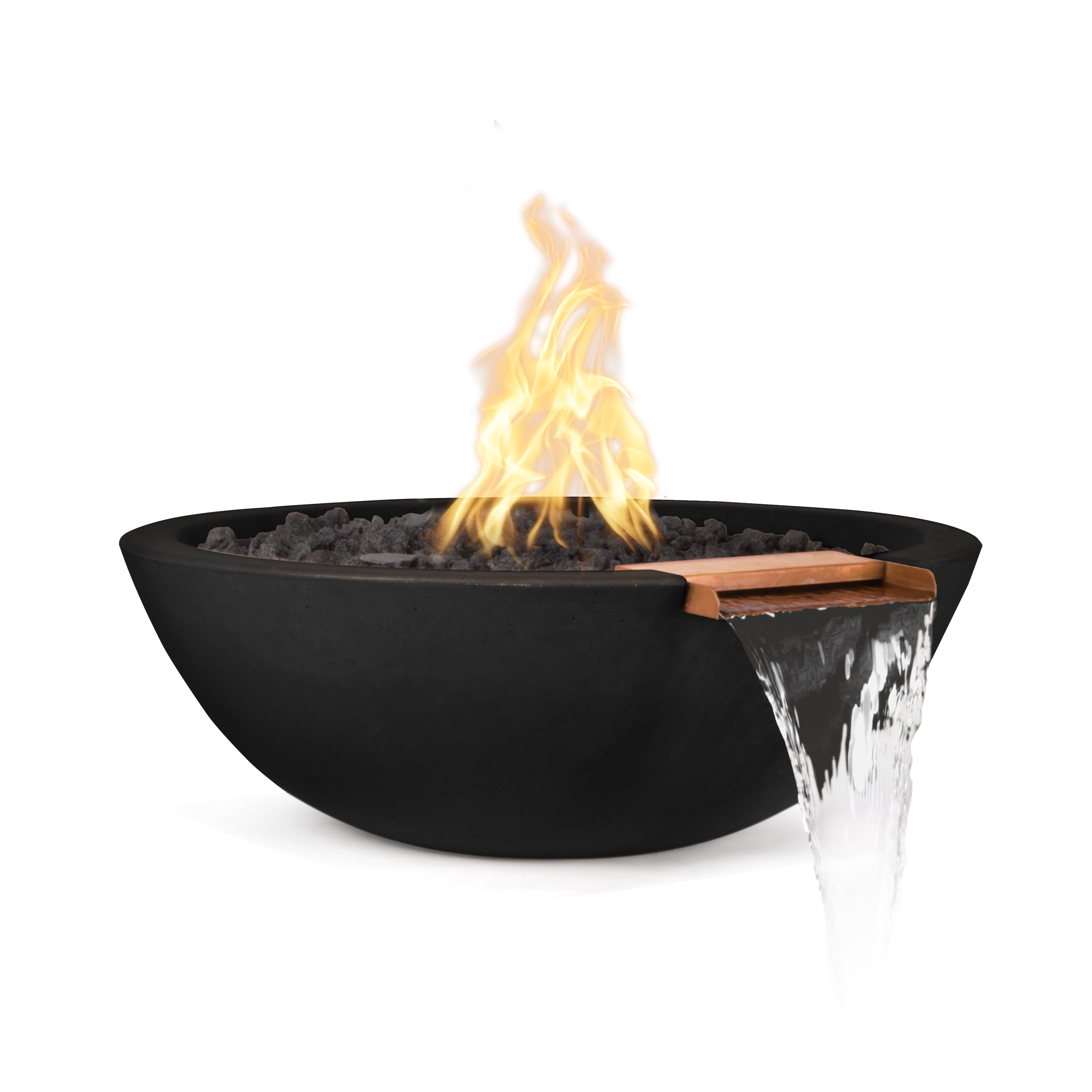 The Outdoor Plus Round Sedona Fire & Water Bowl - GFRC Concrete - 33-Inch - Backyard Ember