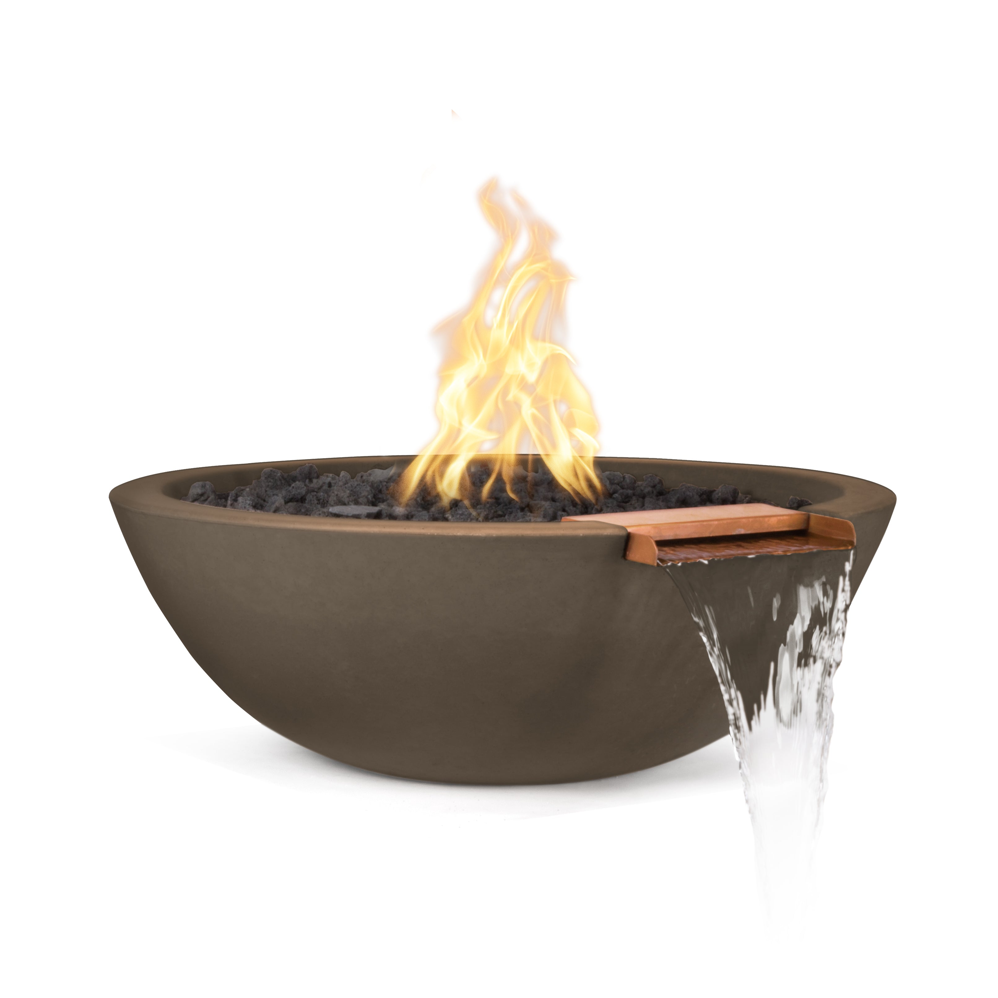 The Outdoor Plus Round Sedona Fire & Water Bowl - GFRC Concrete - 33-Inch - Backyard Ember