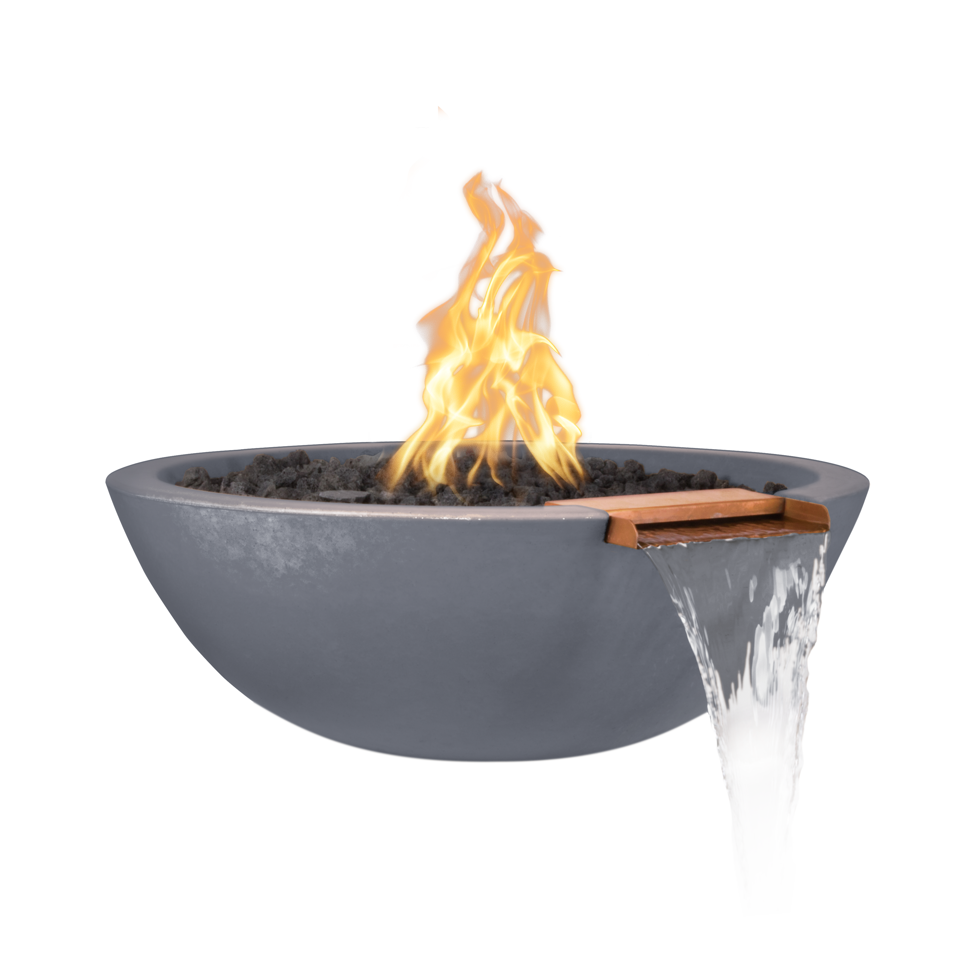 The Outdoor Plus Round Sedona Fire & Water Bowl - GFRC Concrete - 33-Inch - Backyard Ember