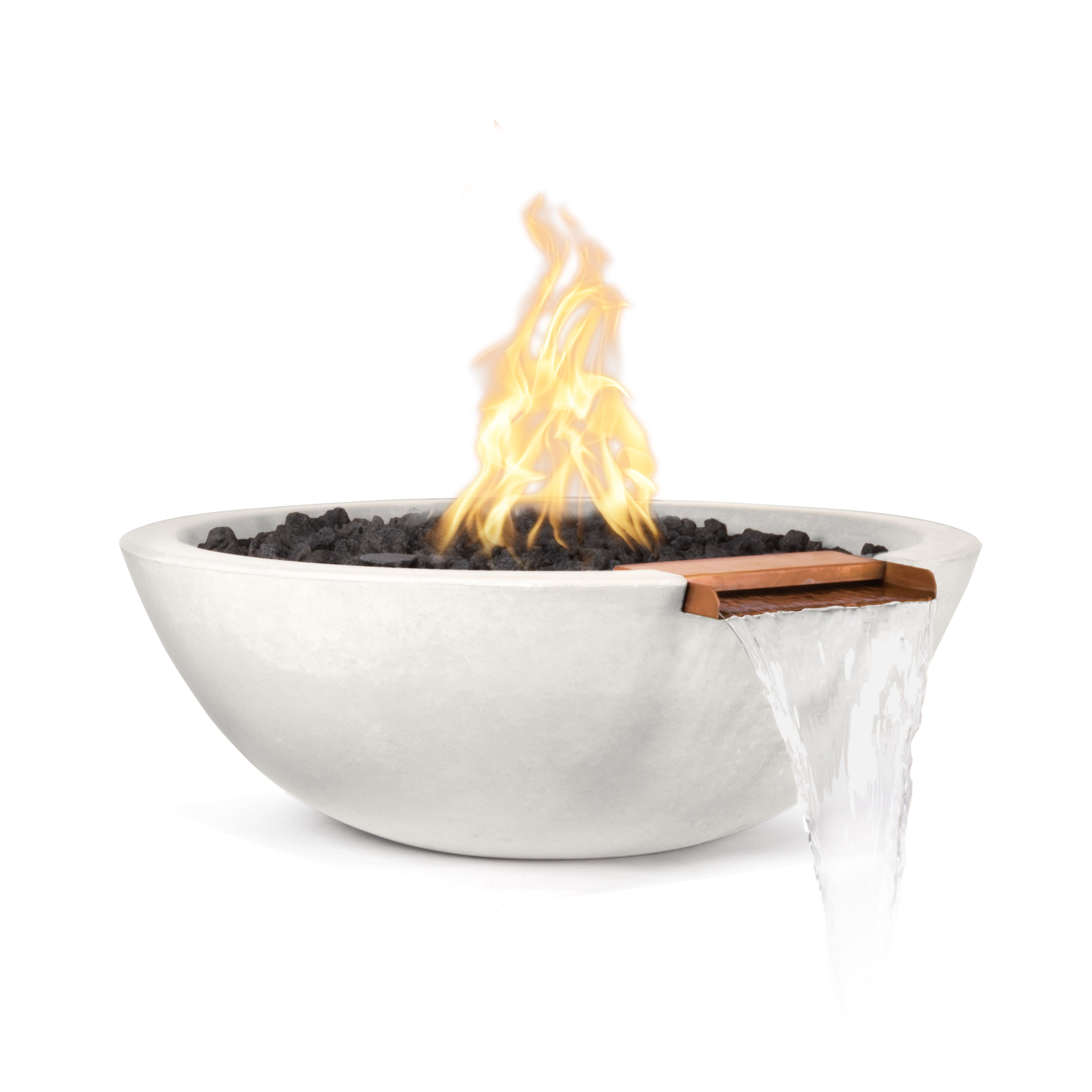 The Outdoor Plus Round Sedona Fire & Water Bowl - GFRC Concrete - 33-Inch - Backyard Ember