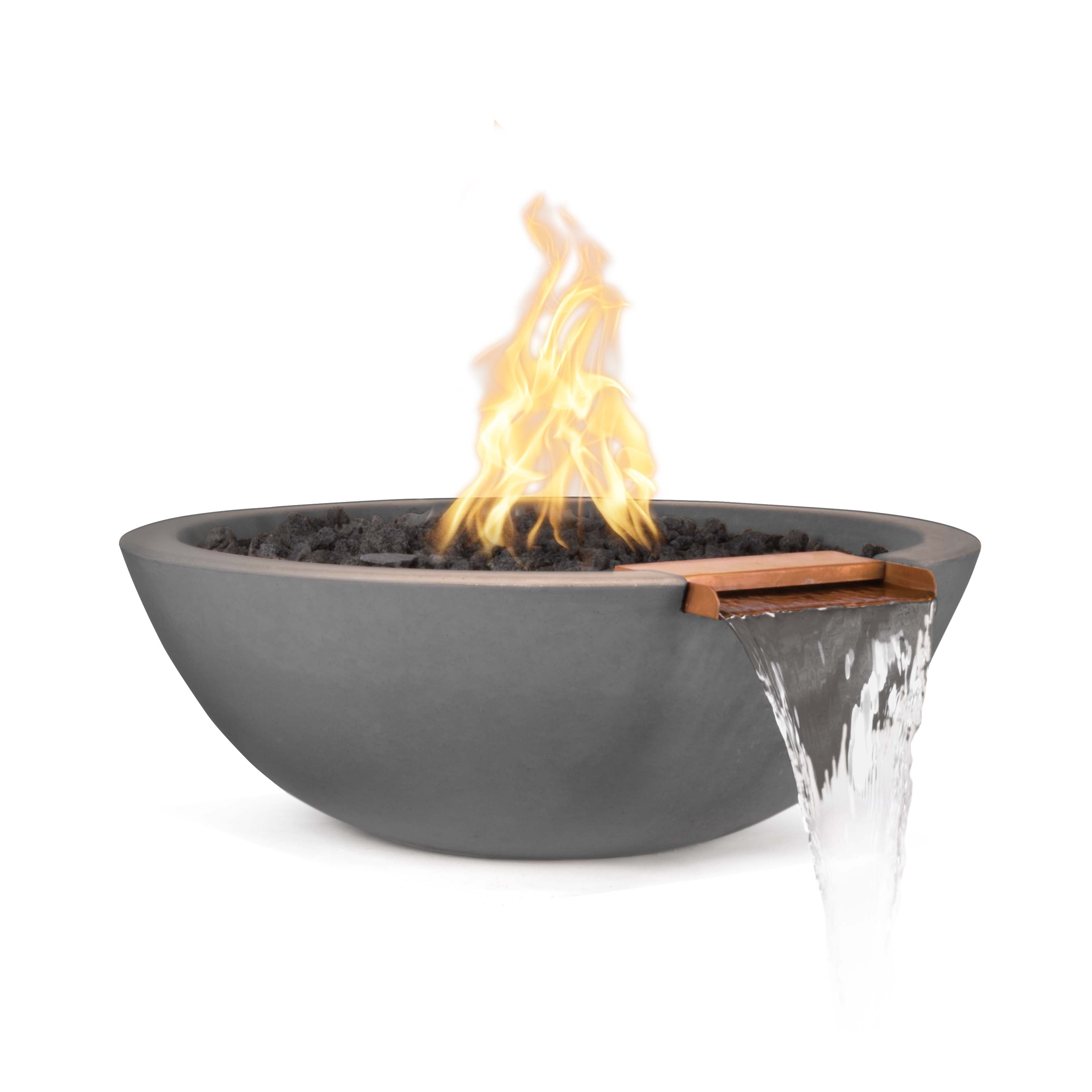 The Outdoor Plus Round Sedona Fire & Water Bowl - GFRC Concrete - 33-Inch - Backyard Ember