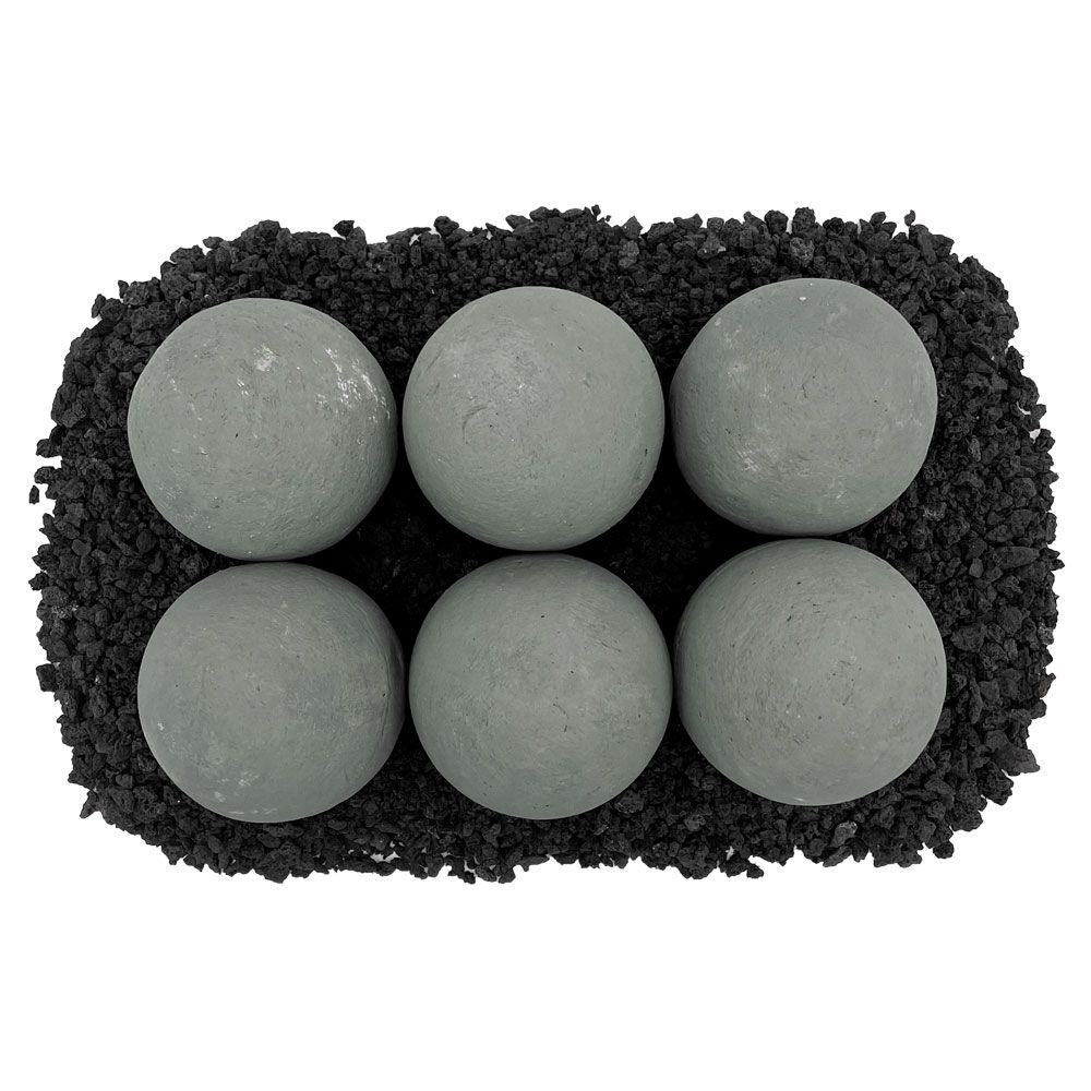 American Fire Glass 4" Cape Gray Lite Stone Fire Balls - Set of 6