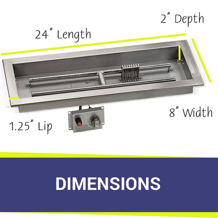 American Fire Products 24" x 8" Stainless Steel Drop-In CSA CertifiedFire Pit Pan Kit