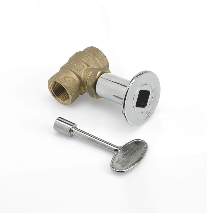 3/4" IPS Straight Key Valve - Chrome Plated Cover & Key