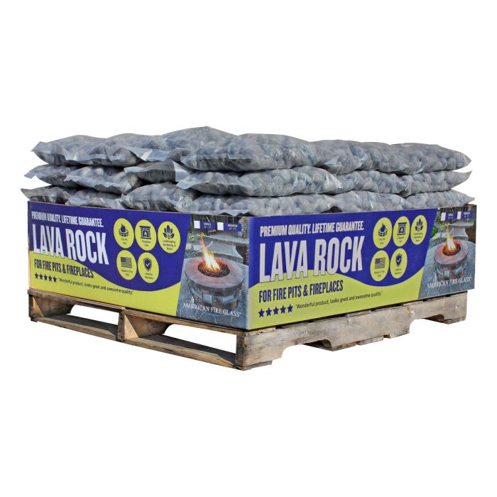 American Fire Products Large Tumbled Lava Stone Gray/Black 2"-4" - Pallet 60 x 20-lbs Bags