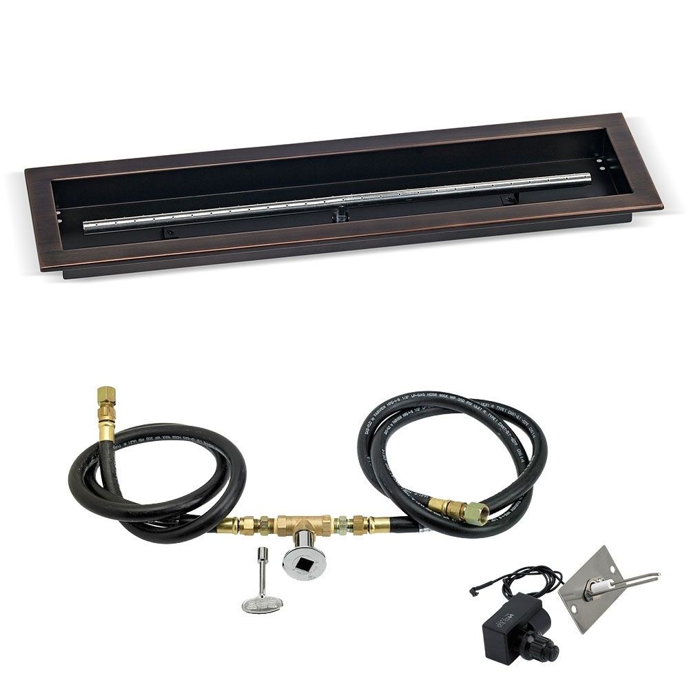 American Fire Products Linear Channel Oil Rubbed Bronze Drop-In Fire Pit Pan - Spark Ignition Kits