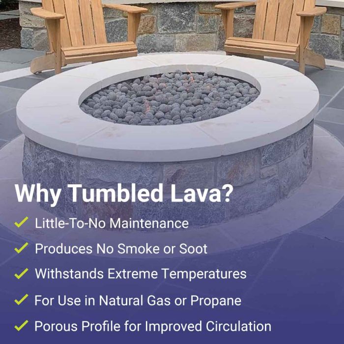 American Fire Products Large Tumbled Lava Stone Gray/Black 2"-4" - Pallet 60 x 20-lbs Bags