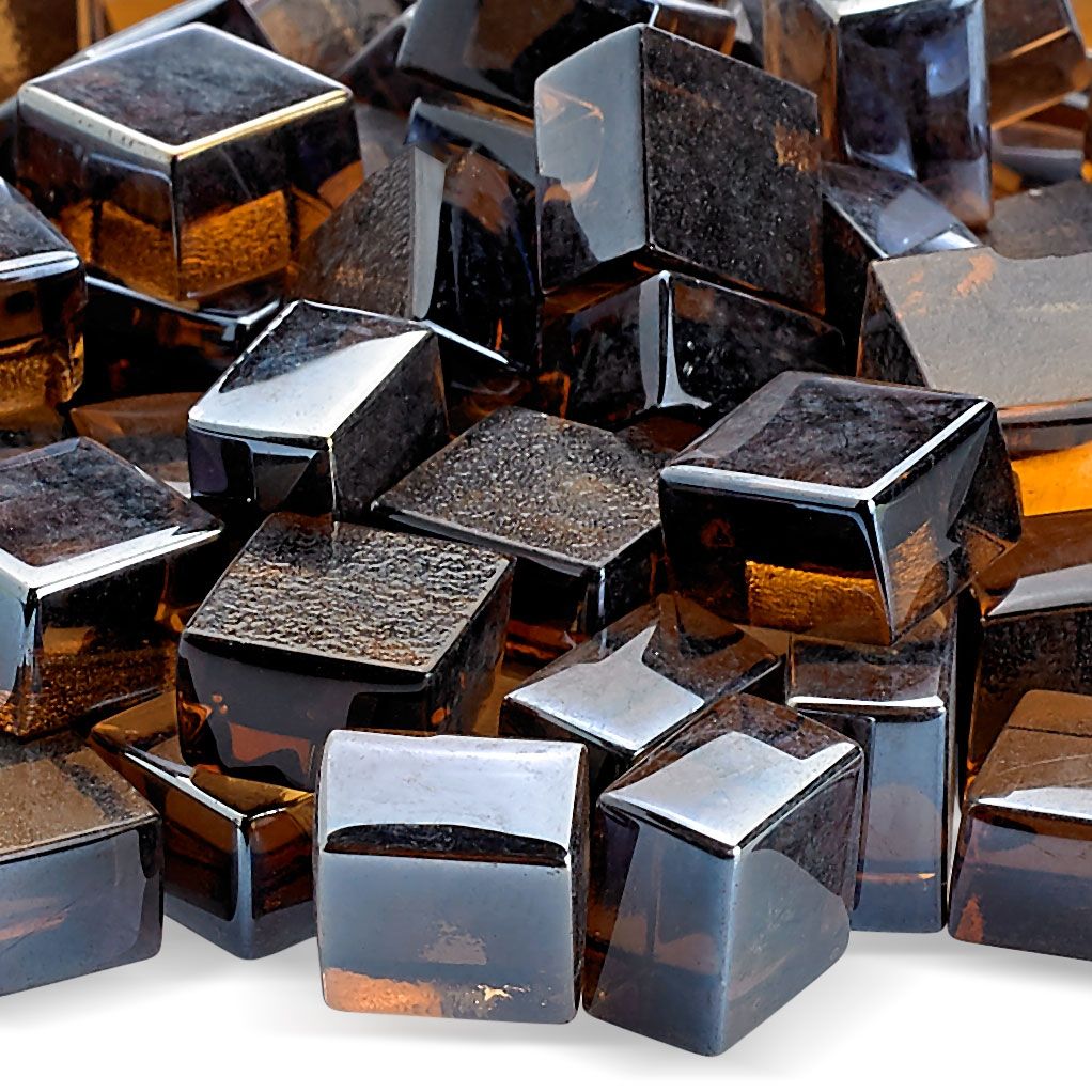 American Fire Glass 1/2" Copper Luster Cubes 10 Pound Bag