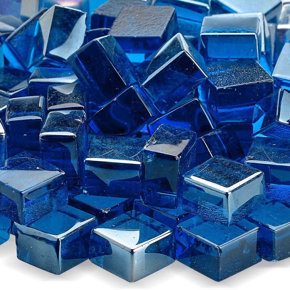 American Fire Glass 1/2" Pacific Blue Luster Cubes 10 Pound Bag