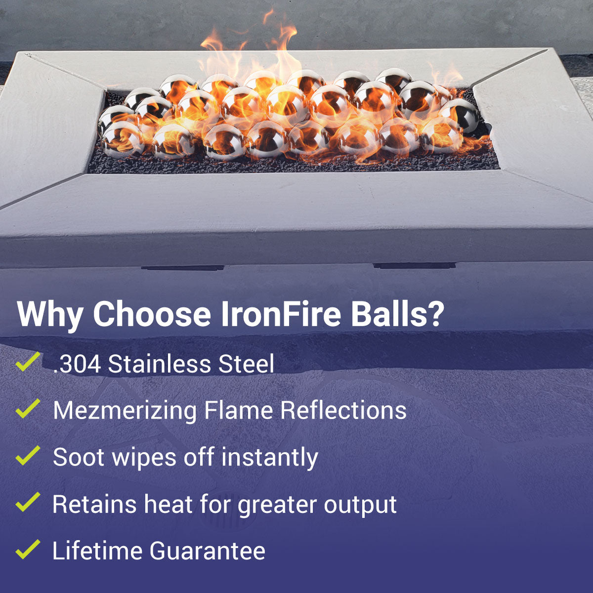 American Fire Glass 4” Stainless Steel IronFire Balls - Set of 6