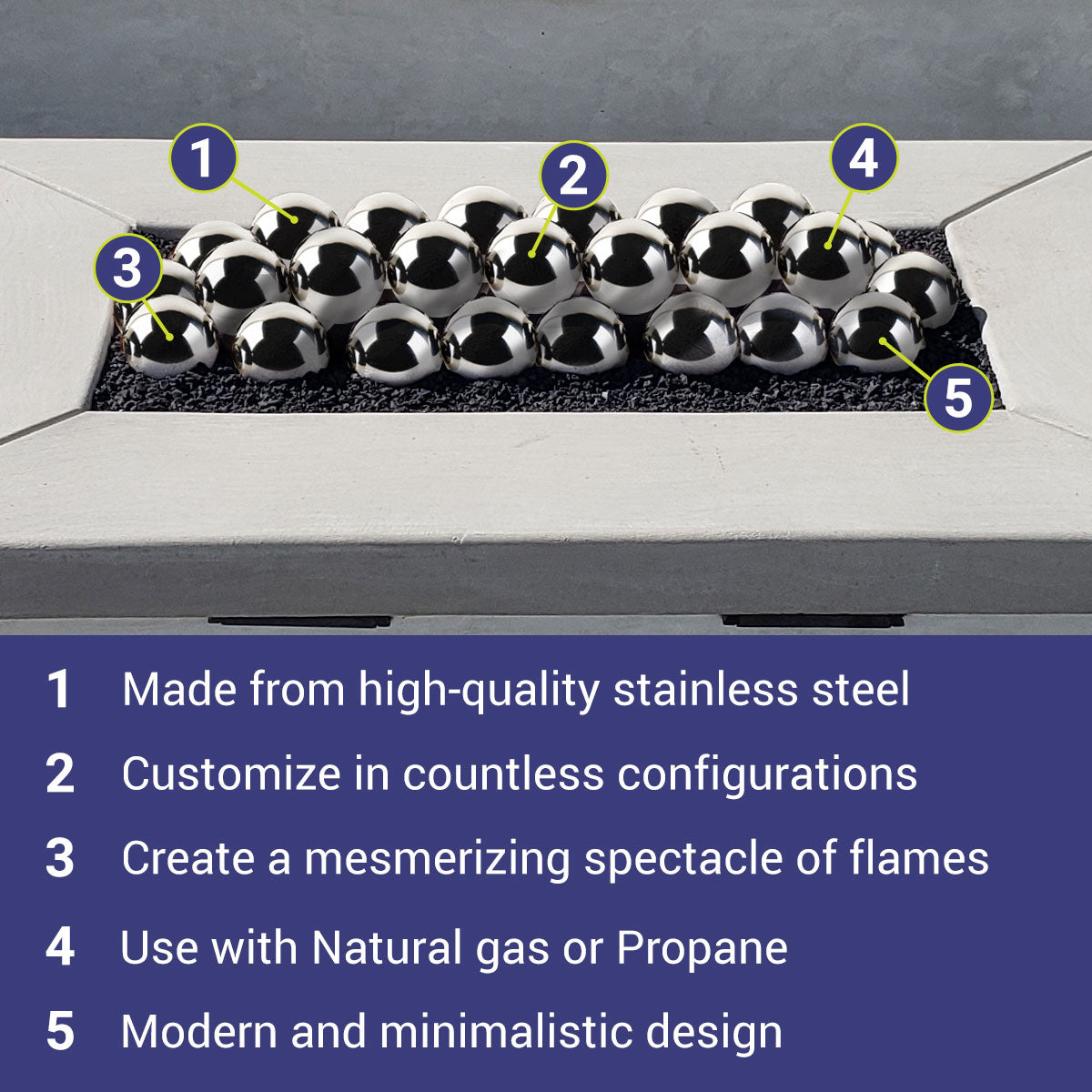American Fire Glass 4” Stainless Steel IronFire Balls - Set of 6