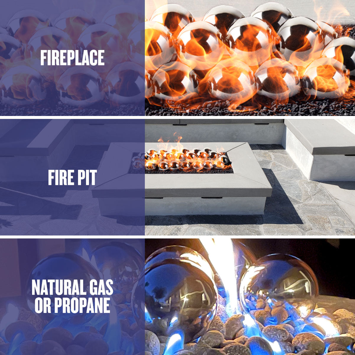 American Fire Glass 4” Stainless Steel IronFire Balls - Set of 6