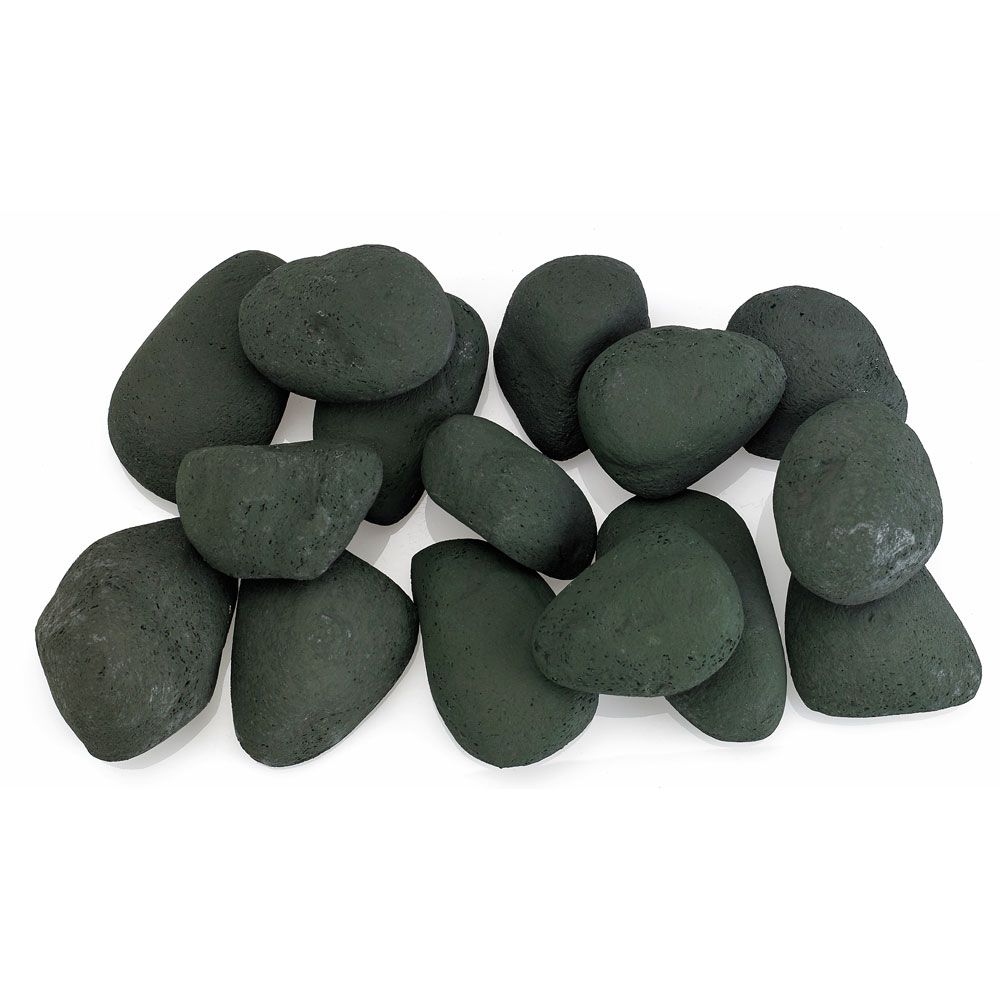 American Fire Glass Matte Black Lite Stones Set of 15 Stones