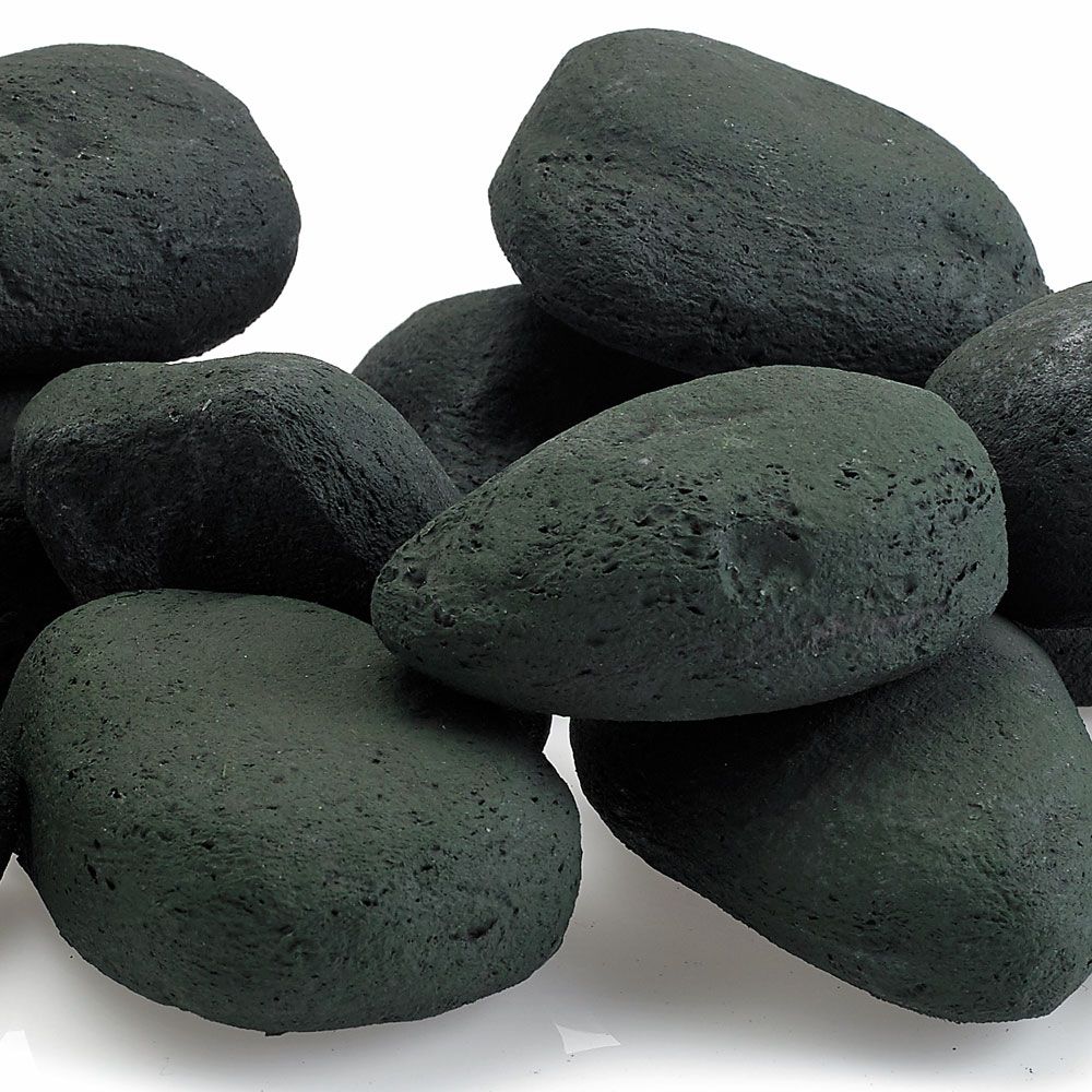 American Fire Glass Matte Black Lite Stones Set of 15 Stones