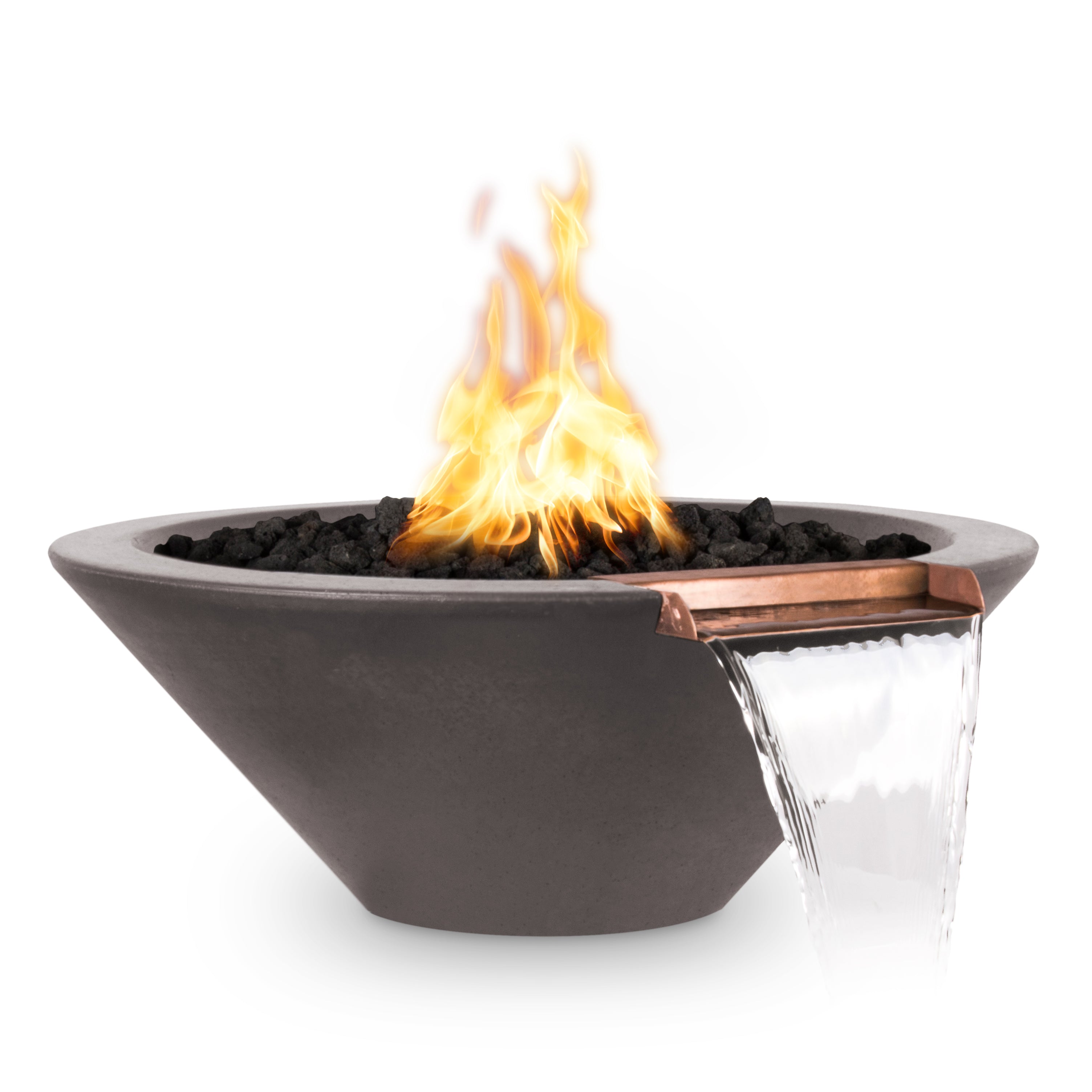 The Outdoor Plus Round Cazo Fire & Water Bowl - GFRC Concrete 24-Inch - Backyard Ember