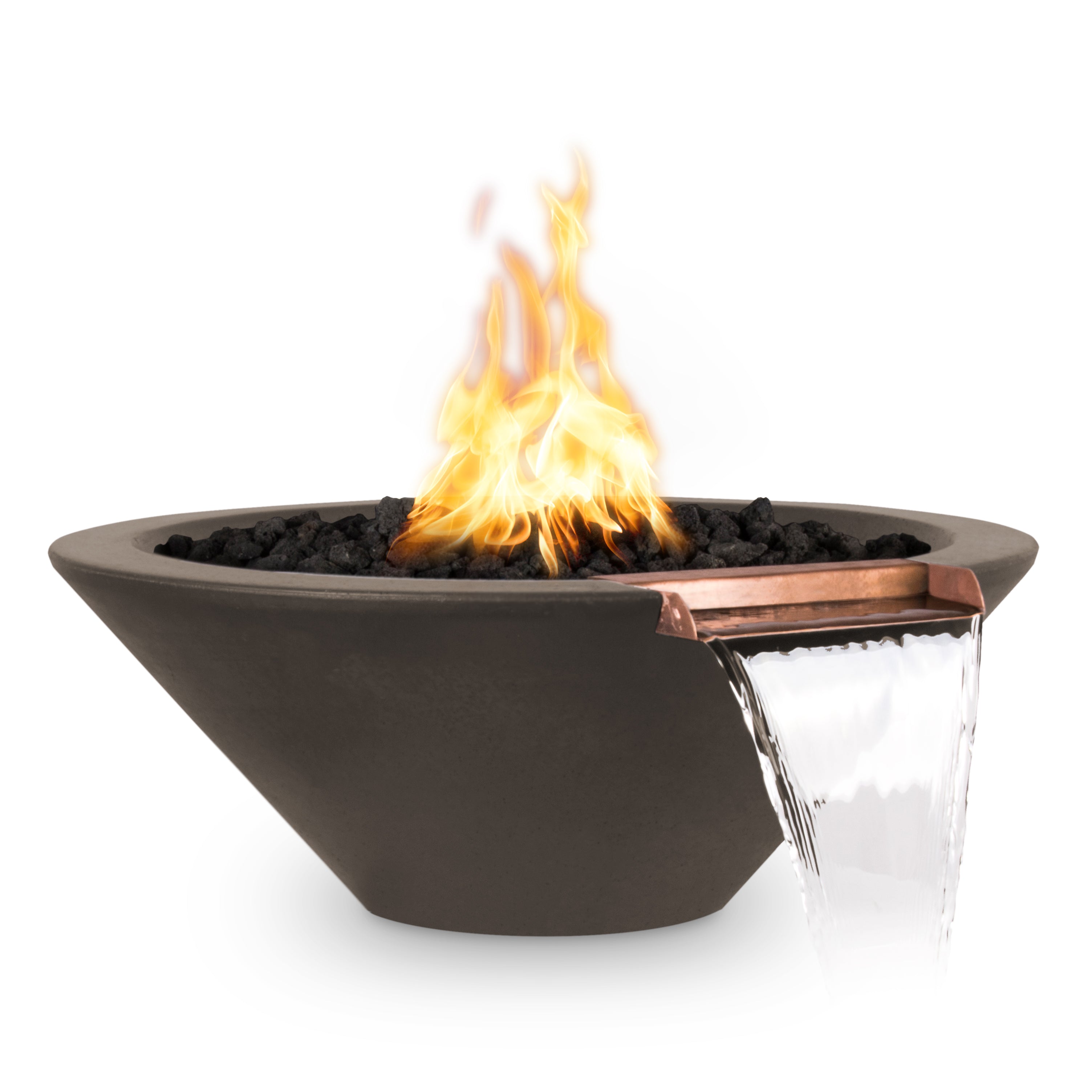 The Outdoor Plus Round Cazo Fire & Water Bowl - GFRC Concrete 24-Inch - Backyard Ember