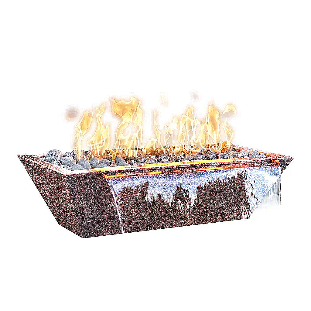 The Outdoor Plus 48" Rectangular Linear Maya Fire & Water Bowl - Powder Coated Metal