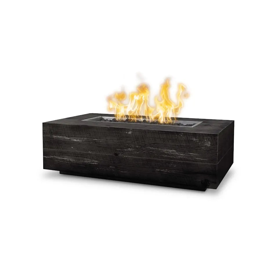 The Outdoor Plus Rectangular Coronado Fire Pit -  Wood Grain GFRC Concrete Fire Pit 96x28-Inch