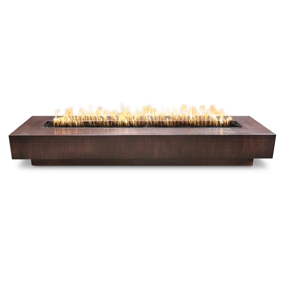 The Outdoor Plus Rectangular Coronado Fire Pit -   Hammered Copper 72x28-Inch