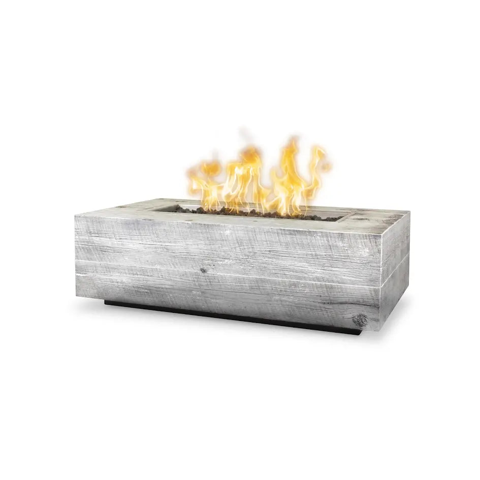 The Outdoor Plus Rectangular Coronado Fire Pit -  Wood Grain GFRC Concrete Fire Pit 108x28-Inch