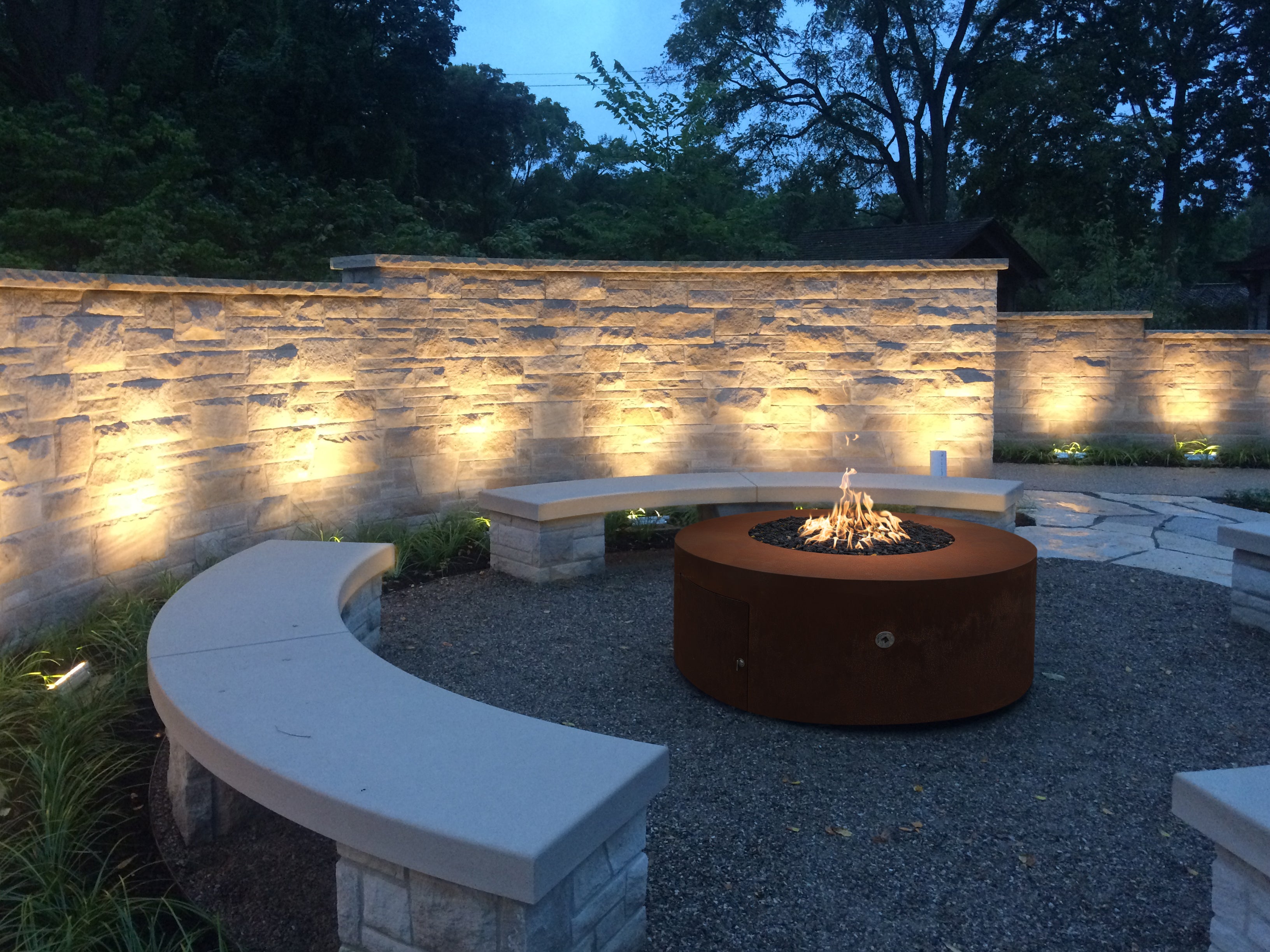 The Outdoor Plus Round Unity Fire Pit - 24-Inch Tall - Corten Steel 72-Inch - Backyard Ember