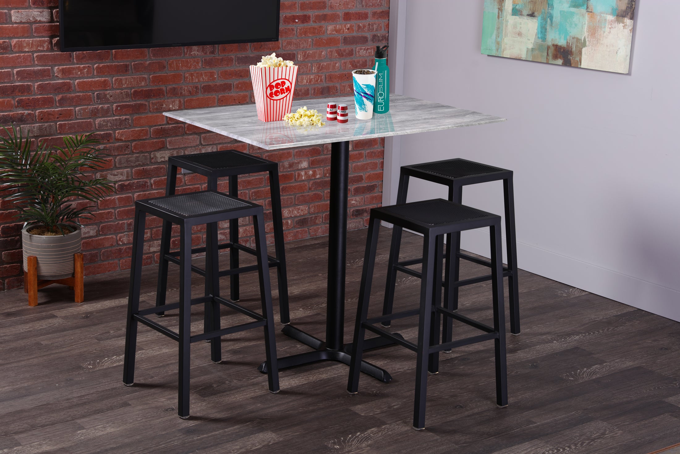 Holland Bar Stool 42-Inch Bar Height Rectangle Patio Table - Indoor/Outdoor, Black Wrinkle Base