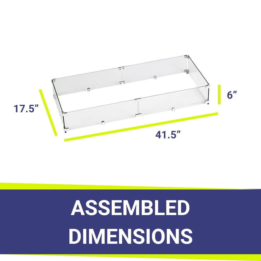 American Fire Products Glass Flame Guard Rectangular for Fire Pit Pan