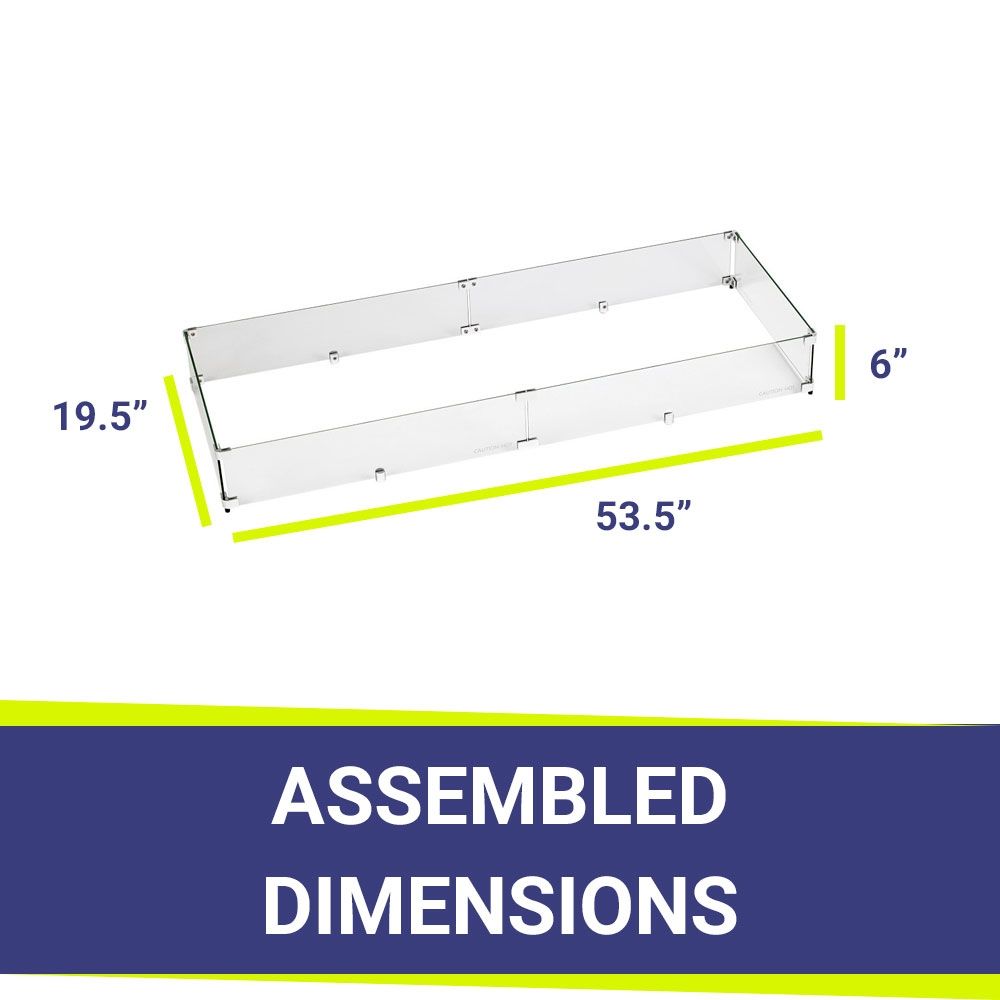 American Fire Products Glass Flame Guard Rectangular for Fire Pit Pan