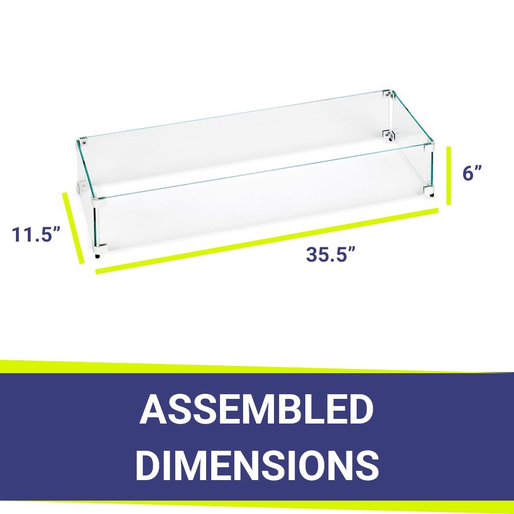 American Fire Products Glass Flame Guard Linear for Fire Pit Pan