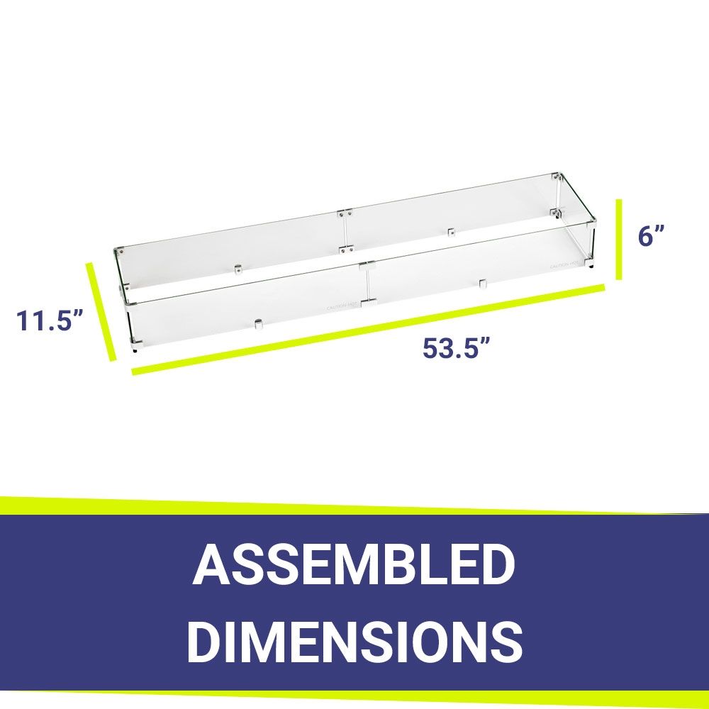 American Fire Products Glass Flame Guard Linear for Fire Pit Pan