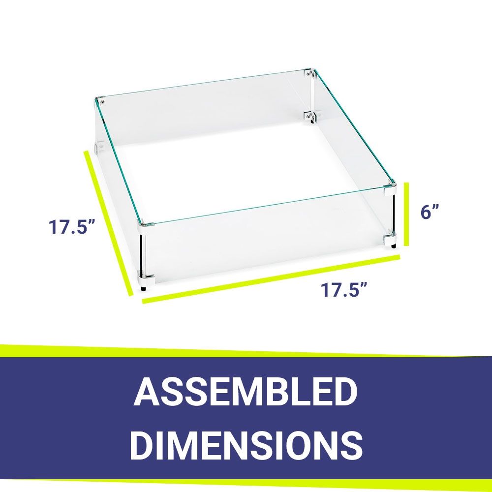 American Fire Products Glass Flame Guard Square for Fire Pit Pan