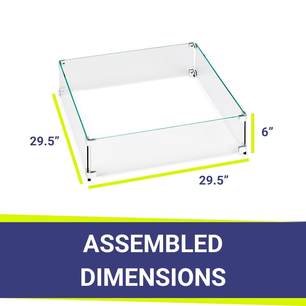 American Fire Products Glass Flame Guard Square for Fire Pit Pan