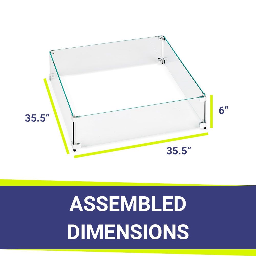 American Fire Products Glass Flame Guard Square for Fire Pit Pan