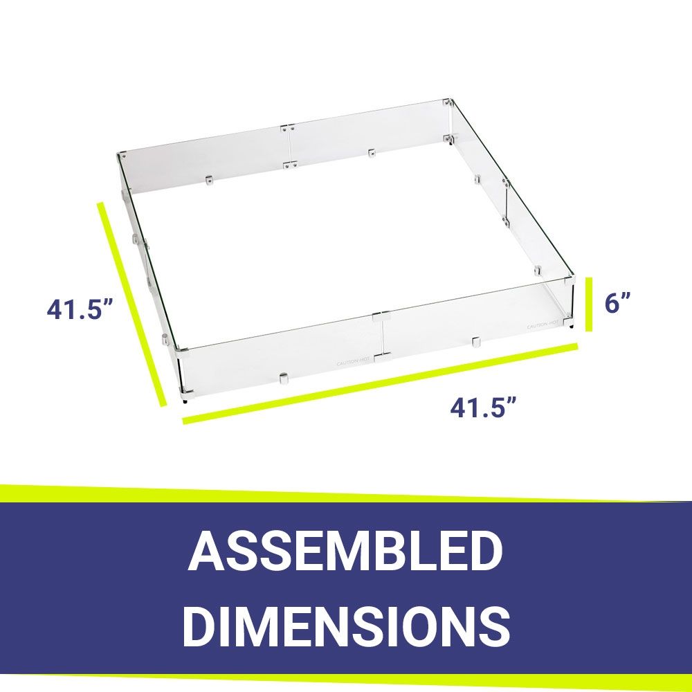 American Fire Products Glass Flame Guard Square for Fire Pit Pan