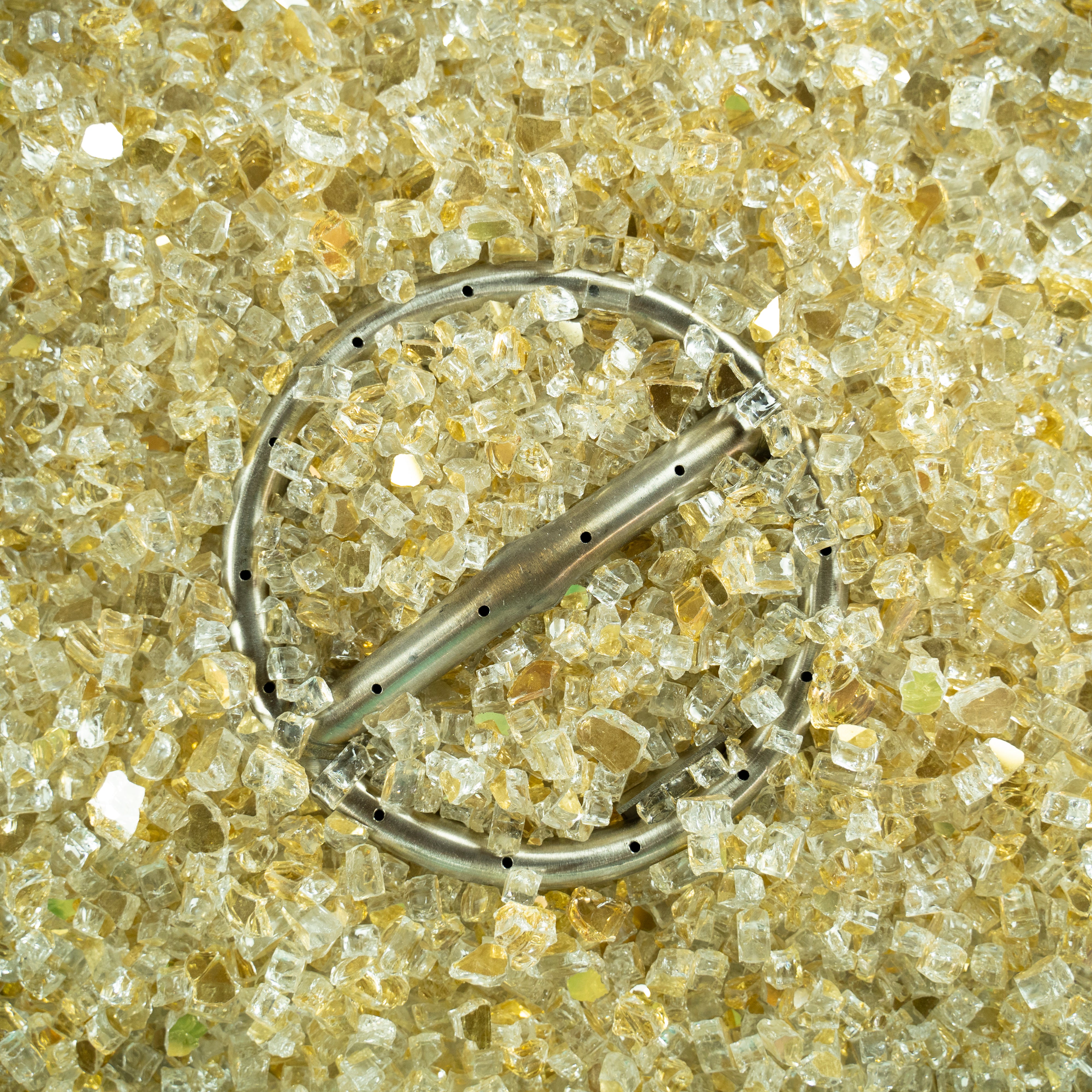 The Outdoor Plus 25lb bag - Gold Reflective Glass - ¼”- ½” - Backyard Ember