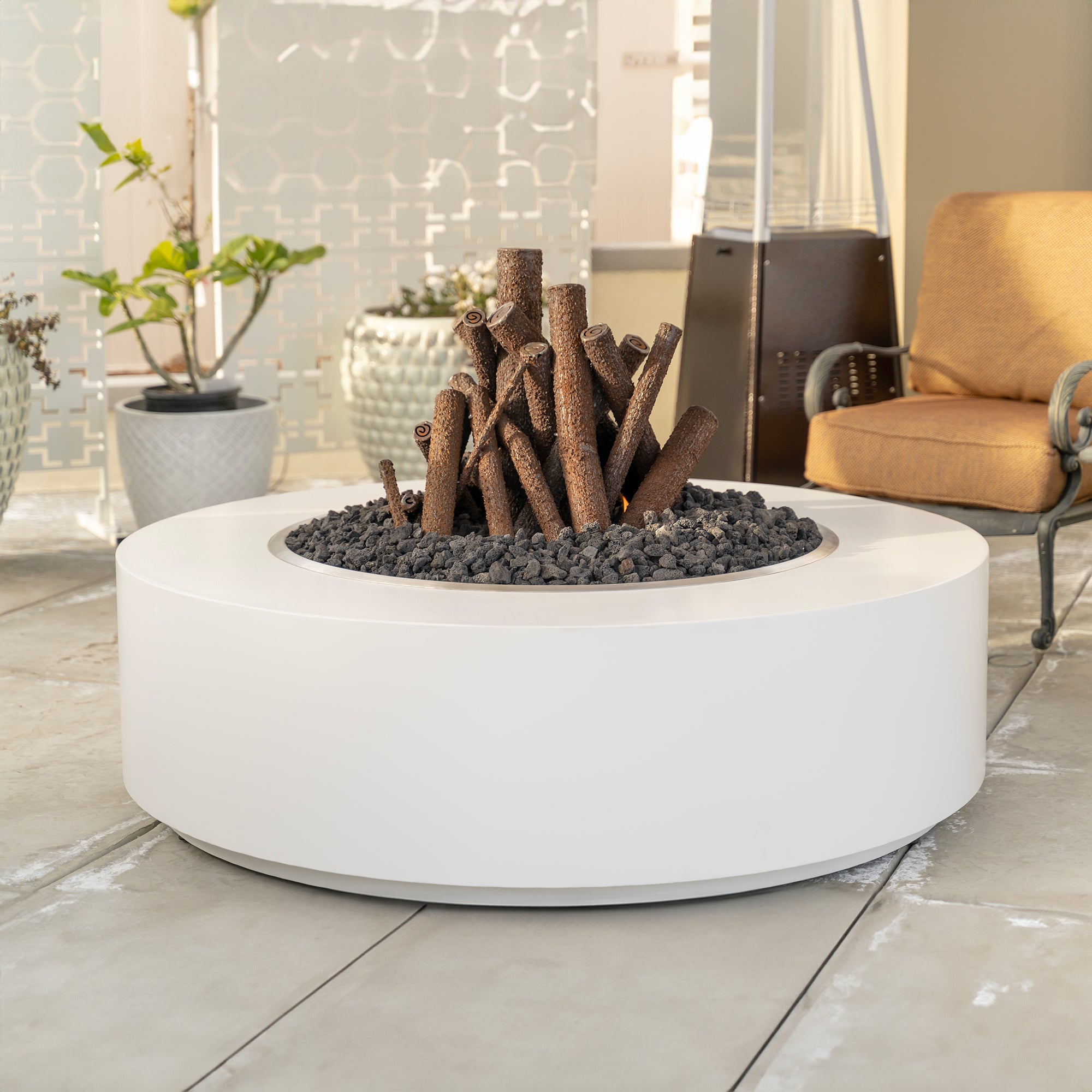 The Outdoor Plus Round Unity Fire Pit - 24-Inch Tall - Powder Coated Metal 72-Inch - Backyard Ember