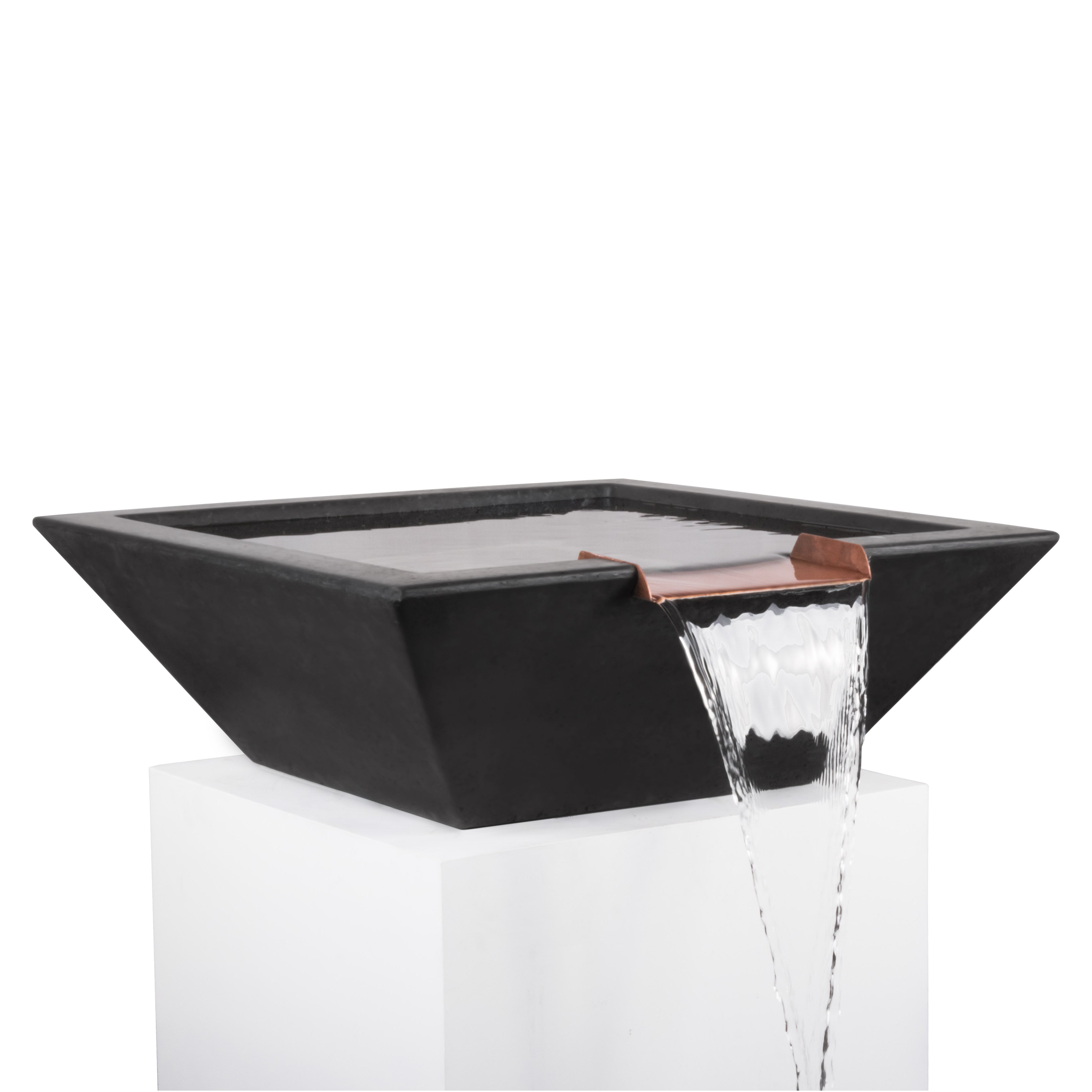 The Outdoor Plus Square Maya Water Bowl - GFRC Concrete 36-Inch - Backyard Ember