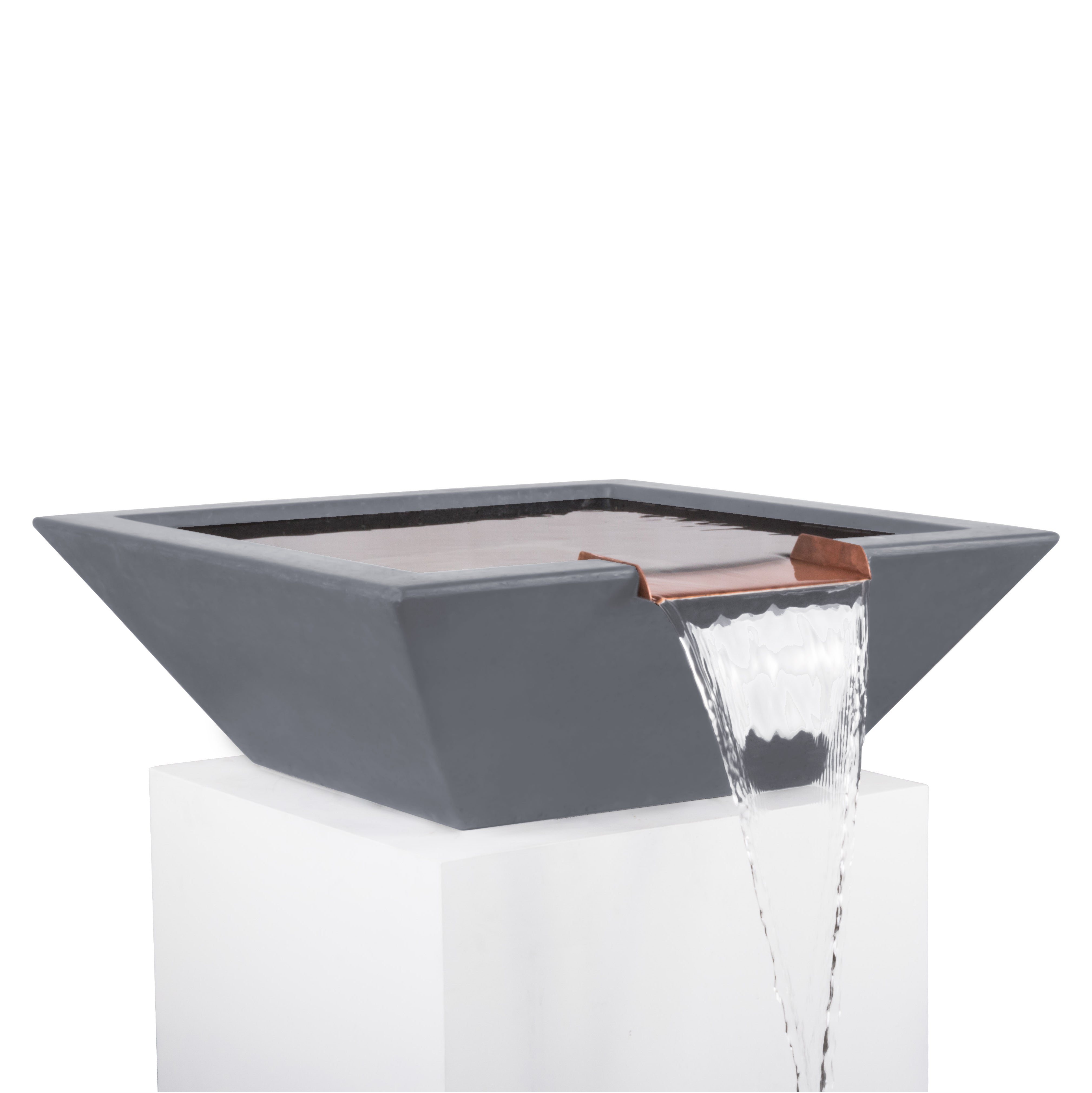 The Outdoor Plus Square Maya Water Bowl - GFRC Concrete 36-Inch - Backyard Ember