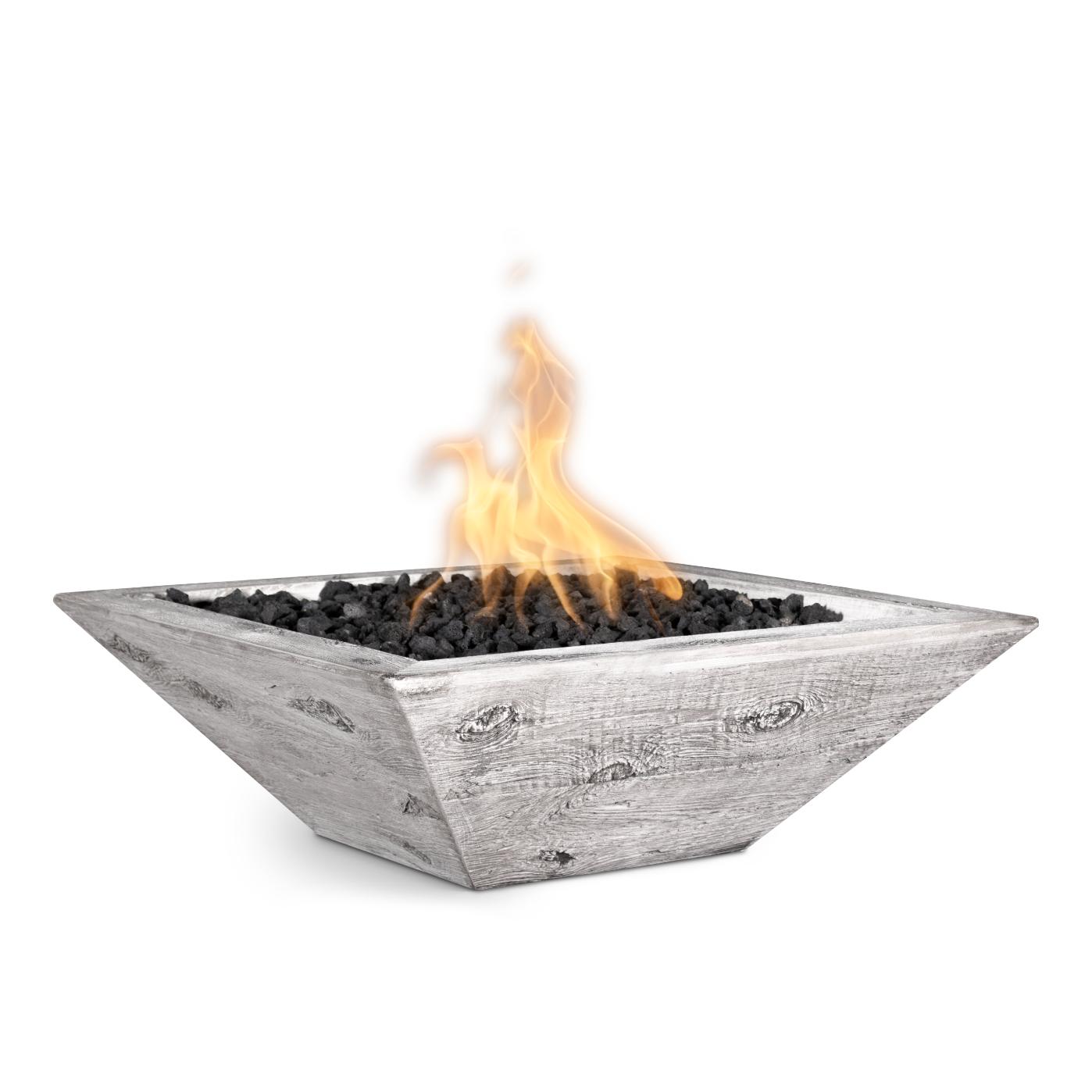 The Outdoor Plus  Square Maya Fire Bowl - Wood Grain GFRC Concrete 24-Inch