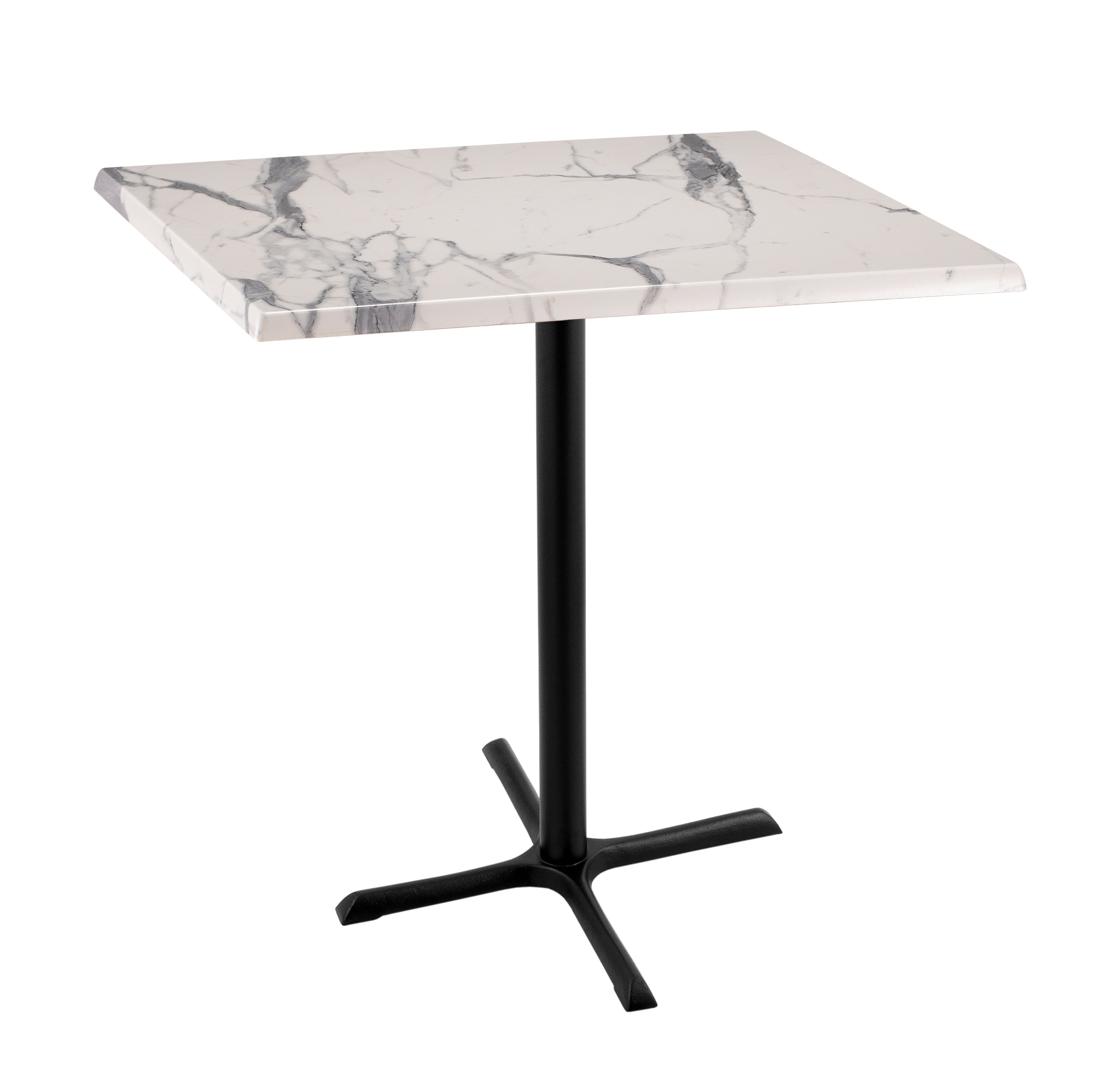 Holland Bar Stool 42-Inch Bar Height Square Patio Table - Indoor/Outdoor, Black Wrinkle Base