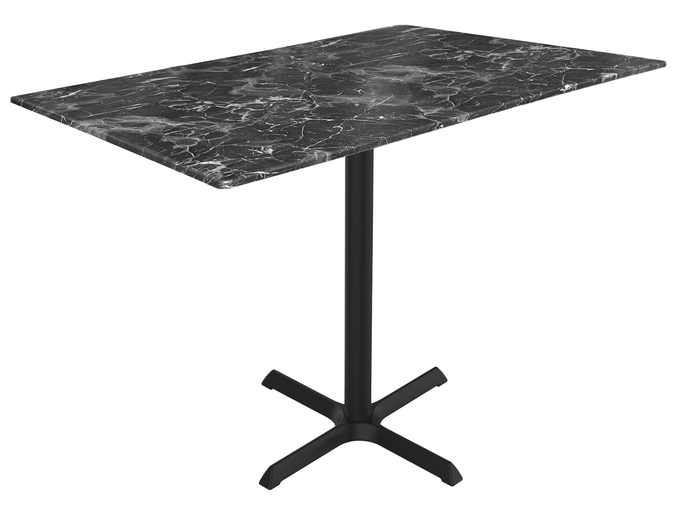 Holland Bar Stool 30-Inch Dining Height Rectangle (32" x 48") Patio Table - Indoor/Outdoor, Black Wrinkle Base