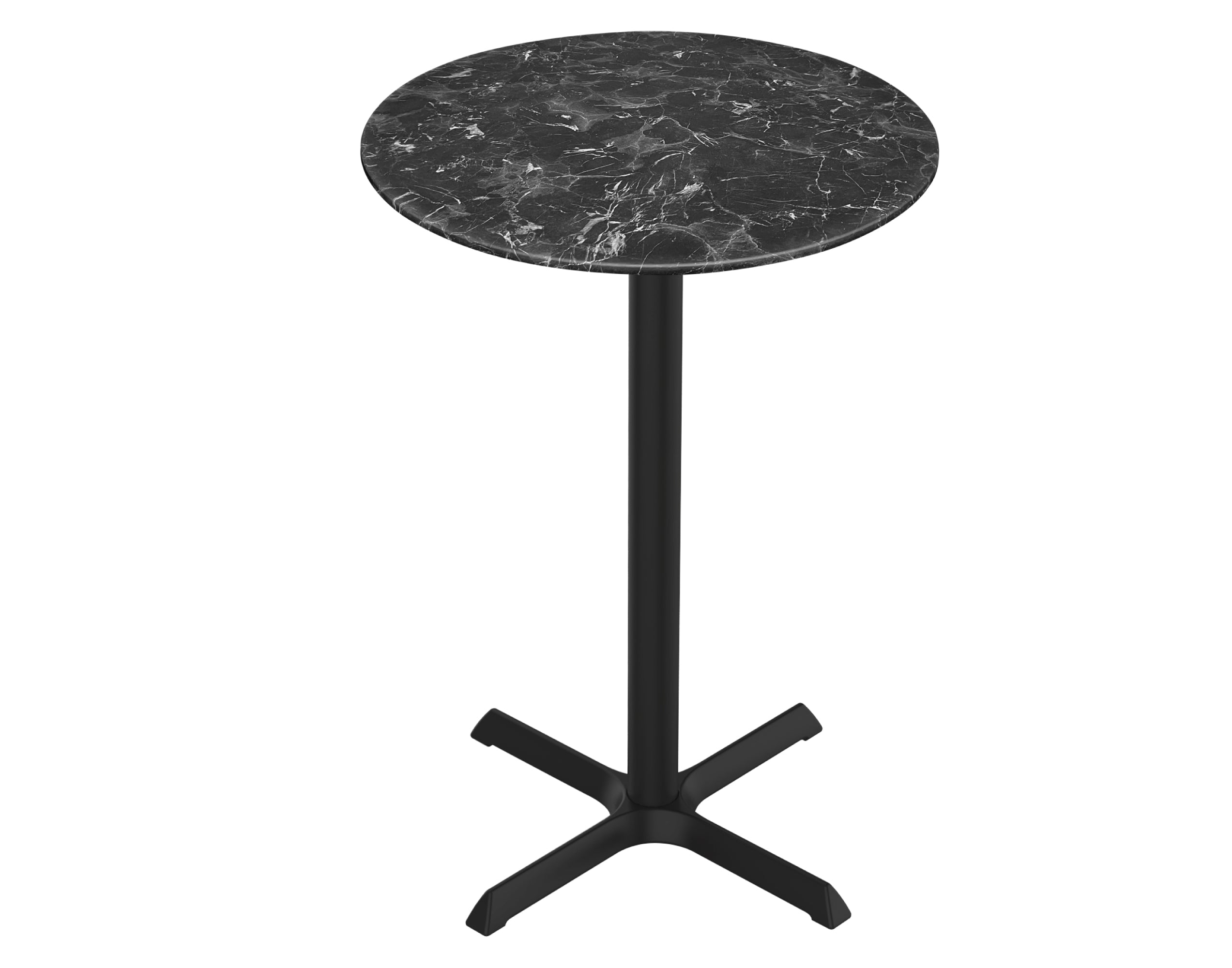 Holland Bar Stool 42-Inch Bar Height Round Patio Table - Indoor/Outdoor, Black Wrinkle Base
