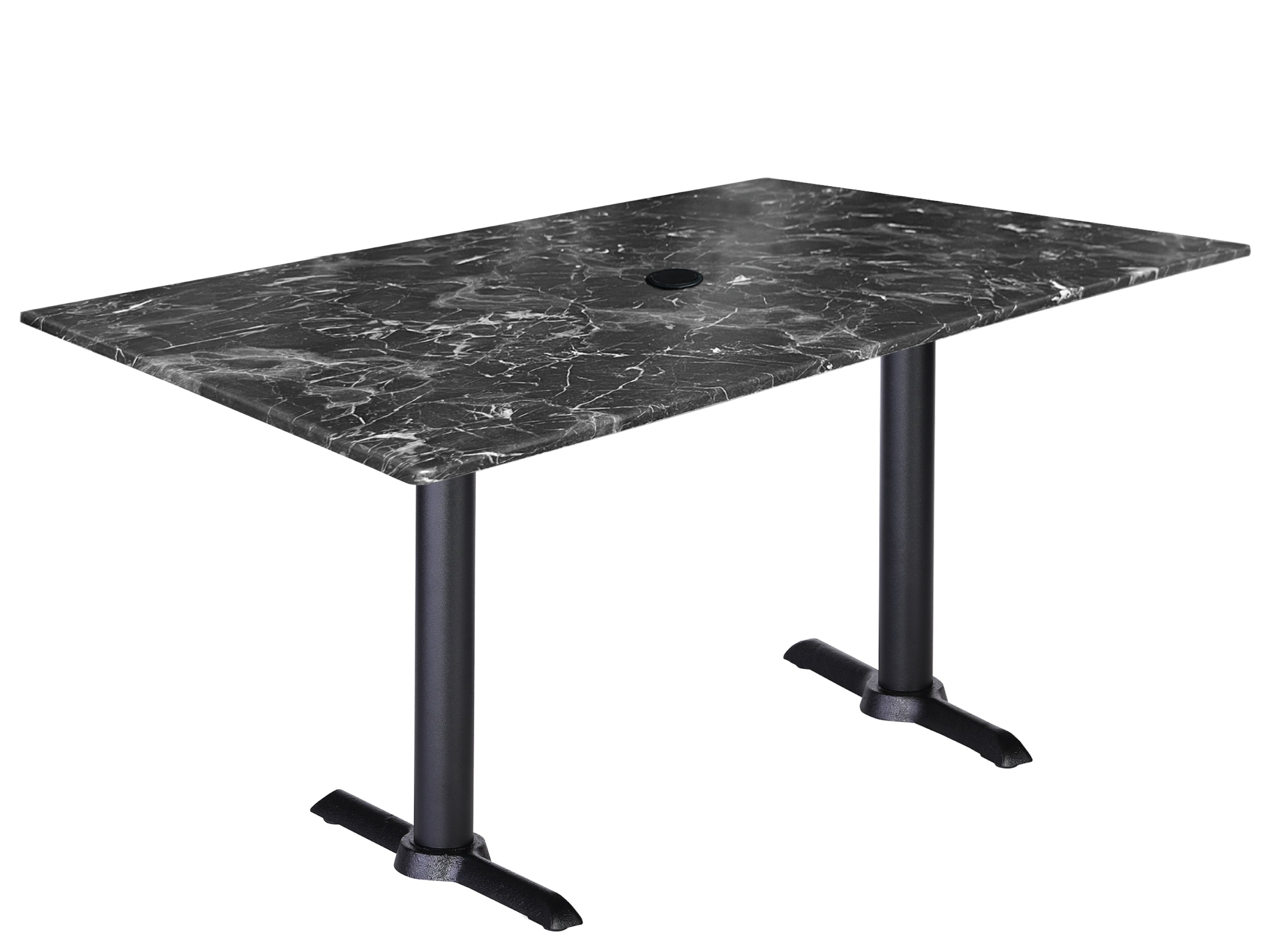 Holland Bar Stool 36-Inch Counter Height Rectangle Patio Table - Indoor/Outdoor, with Umbrella Hole, Black Wrinkle Base
