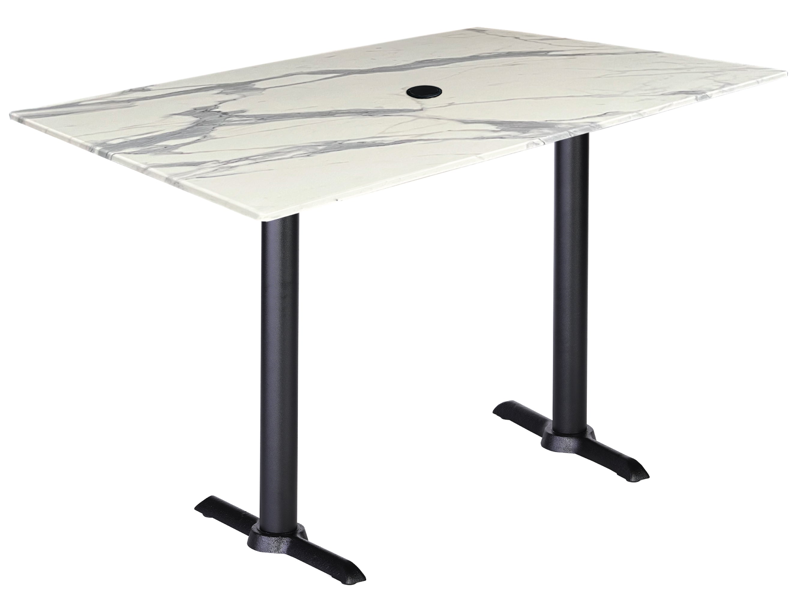 Holland Bar Stool 36-Inch Counter Height Rectangle Patio Table - Indoor/Outdoor, with Umbrella Hole, Black Wrinkle Base