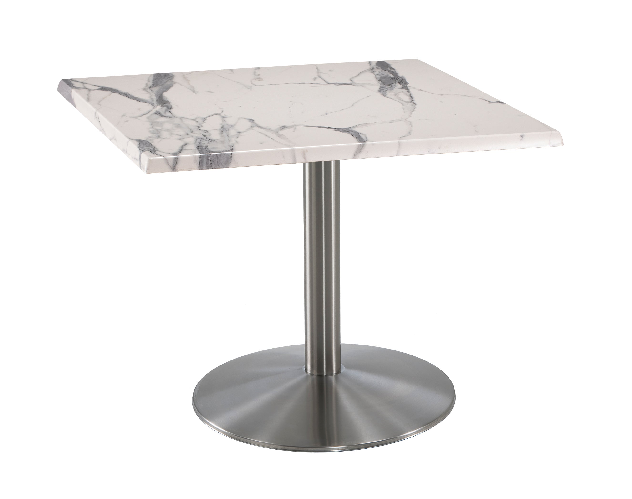 Holland Bar Stool 30-Inch Dining Height Square Patio Table - Indoor/Outdoor, Stainless Steel Base