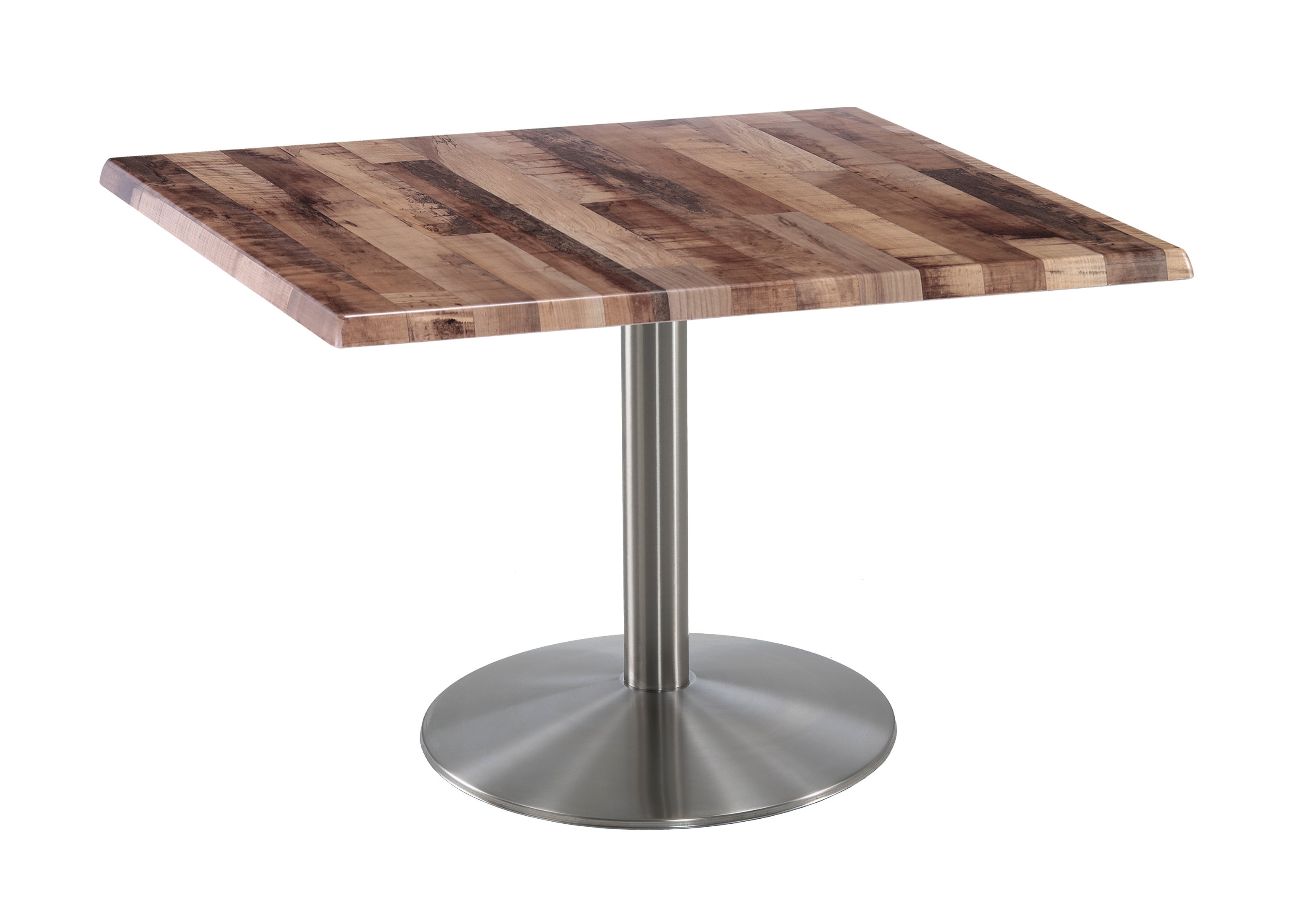 Holland Bar Stool 30-Inch Dining Height Square Patio Table - Indoor/Outdoor, Stainless Steel Base