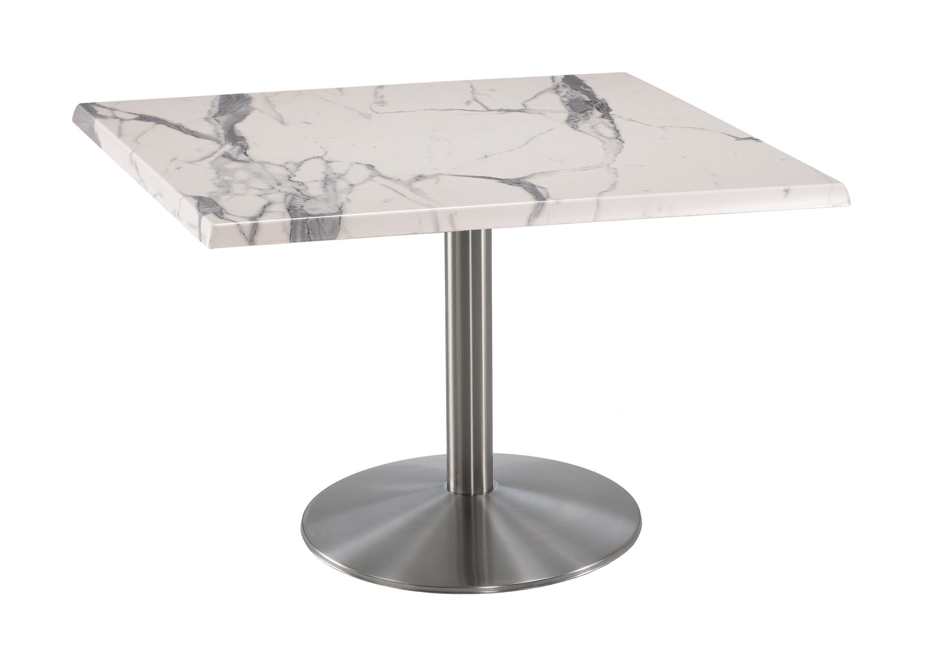 Holland Bar Stool 30-Inch Dining Height Square Patio Table - Indoor/Outdoor, Stainless Steel Base
