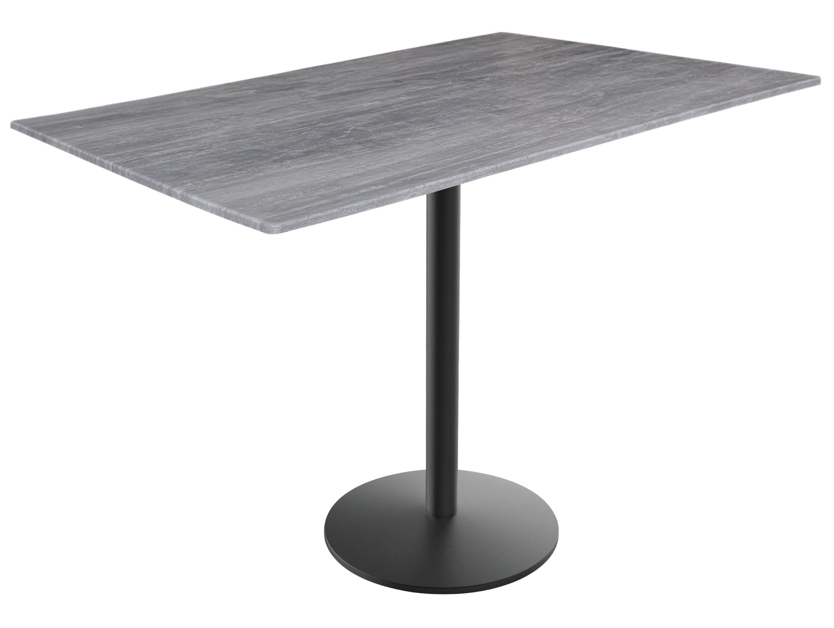 Holland Bar Stool 30-Inch Dining Height Rectangle Patio Table - Indoor/Outdoor, Black Wrinkle Base